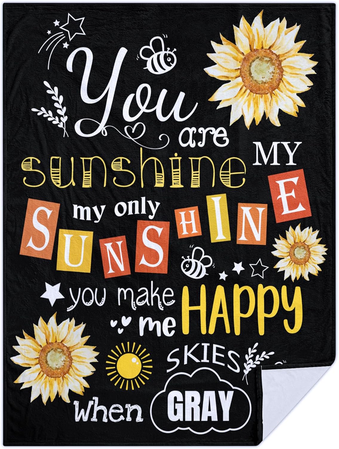Sunflower Blanket You are My Sunshine Throw Blanket Cozy Soft Flannel Lightweight Blanket Gifts for Adults Kids All Season 60"x50"