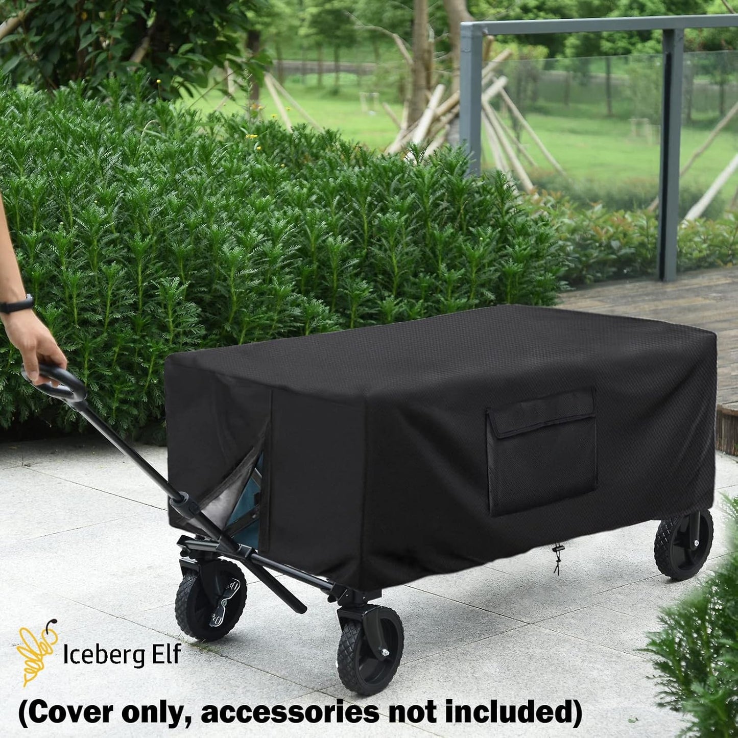 Extended Wagon Cover,Waterproof Wagon Covers,54" L x 22" W x 24" H 420D Heavy-Duty Rainproof Fabric,Easy to Clean Folding Wagon Cover,Long Black