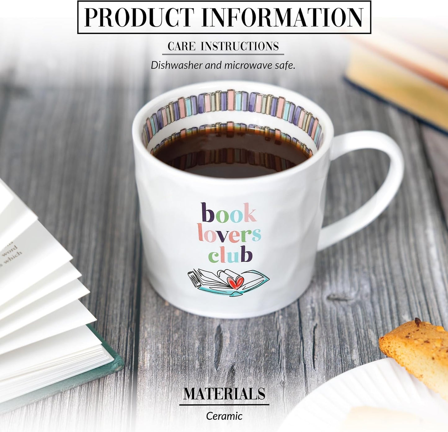 Pavilion Gift Company - Book Lovers - 16 oz Book Reading Coffee Tea Cup Mug Drinkware