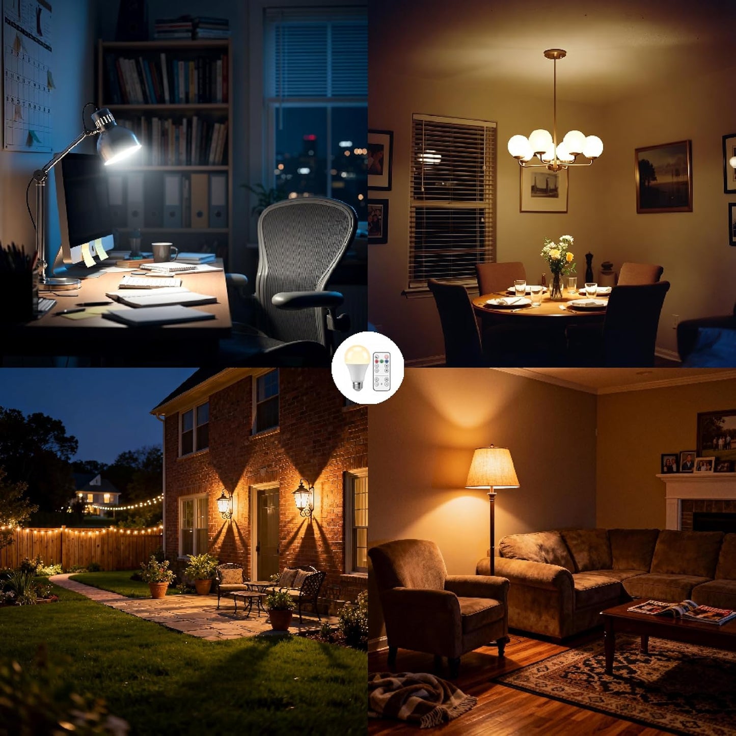 Amber Sleep Light Bulbs with Remote Control-800LM 9W (60W Equivalent),Blue Light Blocking,Dimmable,1800K-6500K,E26,Warm and Reading Light Bulb for Home Decor,2Bulb&1Remote