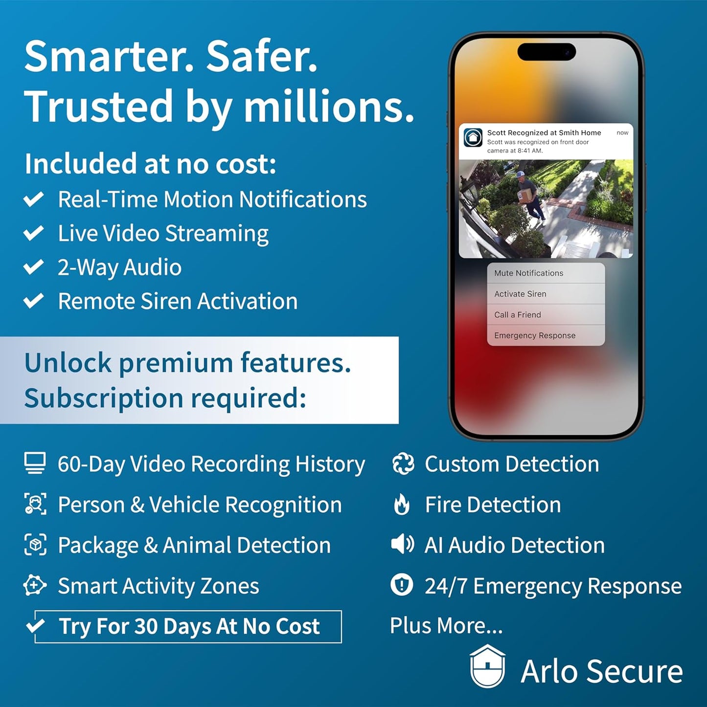 Arlo Wired Floodlight Camera, Home Security Camera with 2K Video and HDR, 2000 Lumens, Integrated Siren, Weather-Resistant, Color Night Vision, 160º Field of View, 2-Way Audio, White (2025)