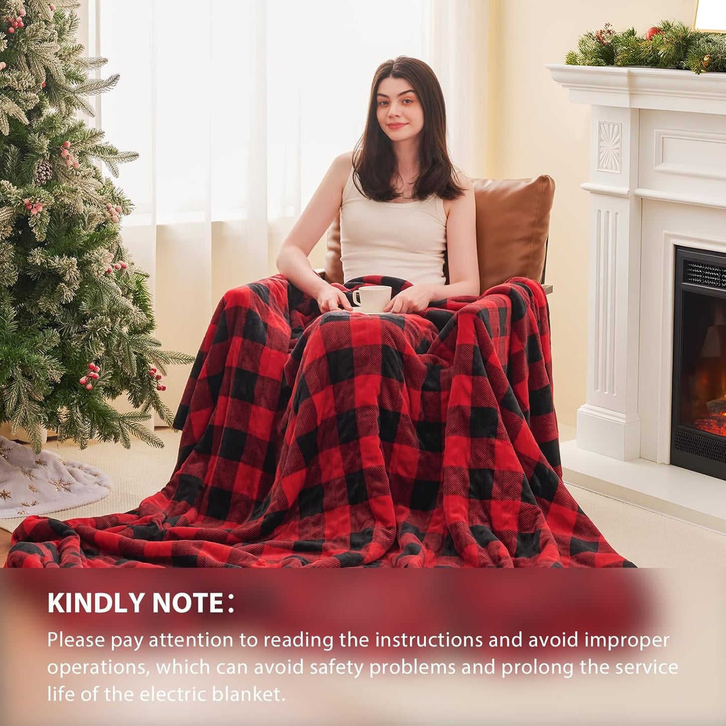 Homemate Electric Blanket Heated Throw - 50“x60“ Ultra Soft Cozy Flannel Heating Blanket with 10 Fast Heat Levels 8 Hours Auto Off Over-Heated Protection ETL Certification Keep Warm in Home Office