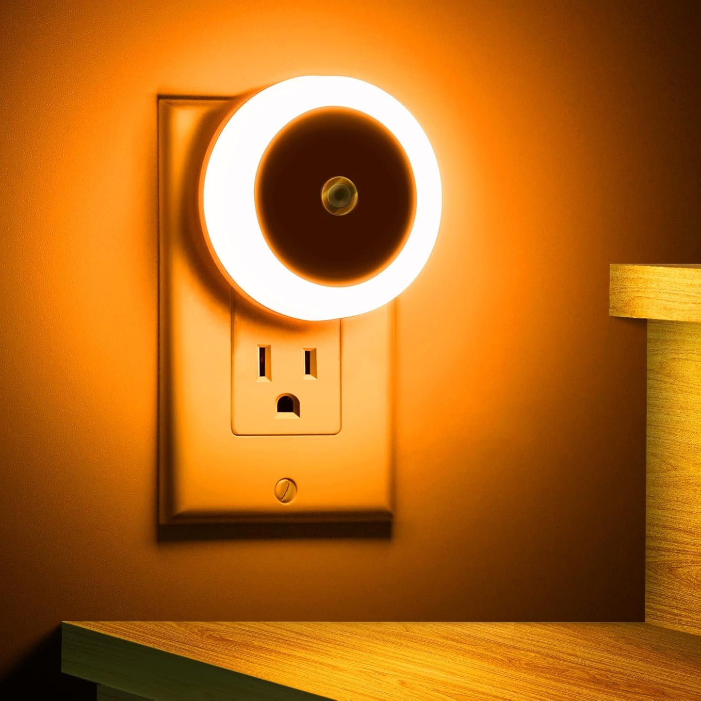 Briignite Amber Night Light Orange, LED Night Lights for Kids, 4 Pack, Plug in Night Light, Hallway Lights, Wall Light, Nightlight for Adult, 0.6W 60LM