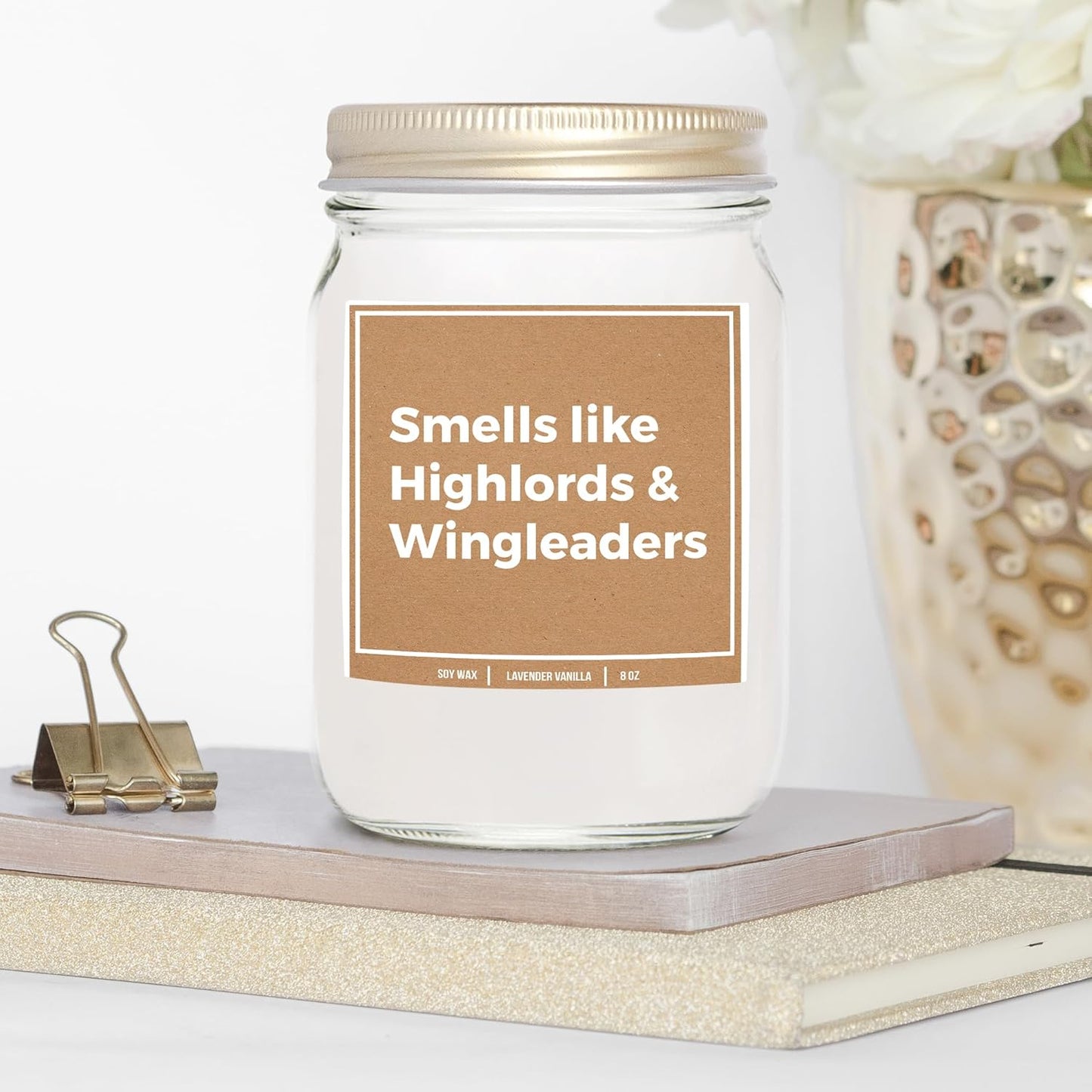 You Nique Designs Highlords Candle 8 Oz - Bookish Candles, Reading Themed Gifts for Book Lovers Women, Book Club Candle Ideas, Reading Themed Gifts (Lavender & Vanilla)