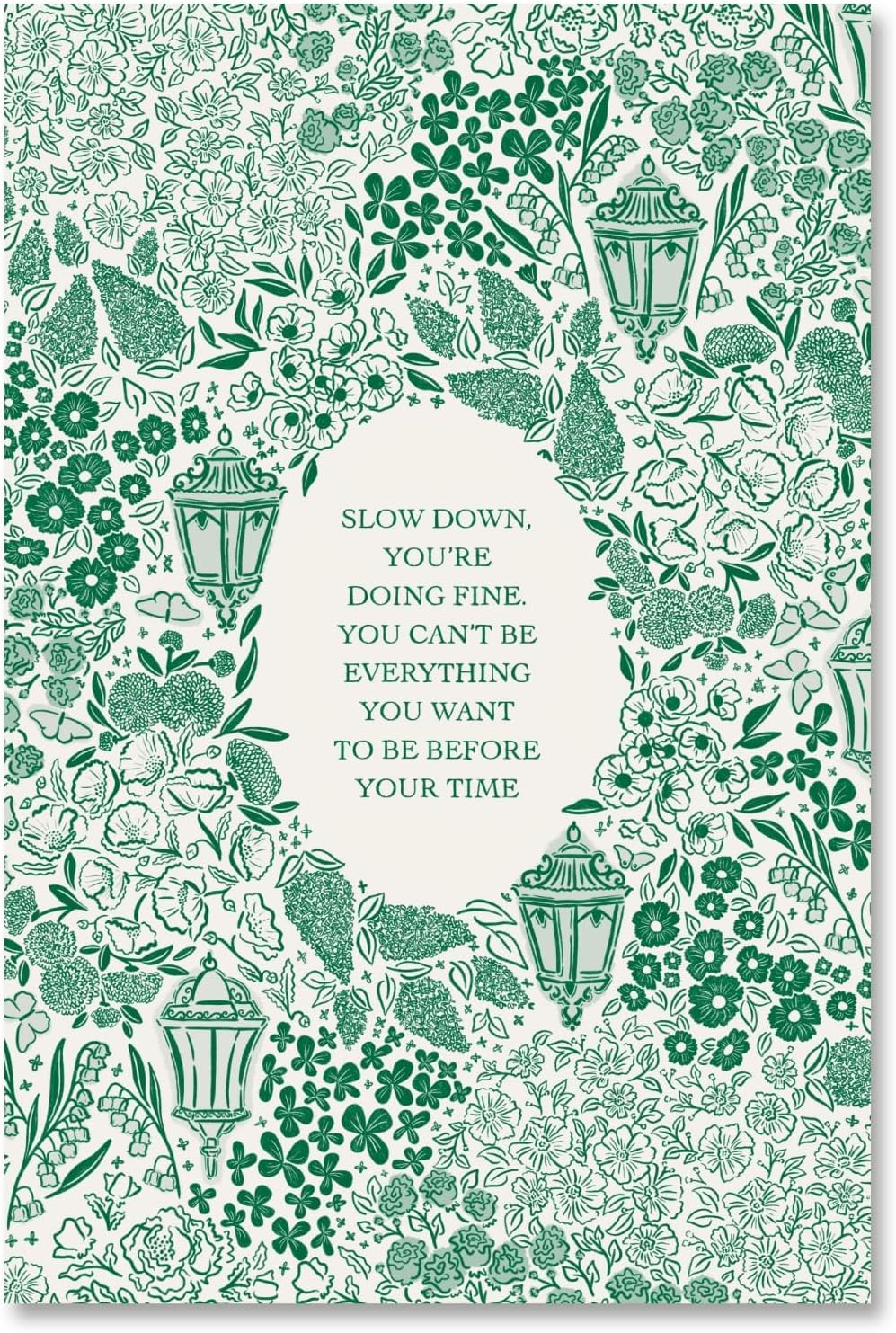 HUYKON Slow Down You’re Doing Fine Music Poster Vintage Song Lyric Green Wall Art Retro Positive Quote Motivational Floral Canvas Print Wall Decor Aesthetics for Bedroom Home 8x12inch Unframed