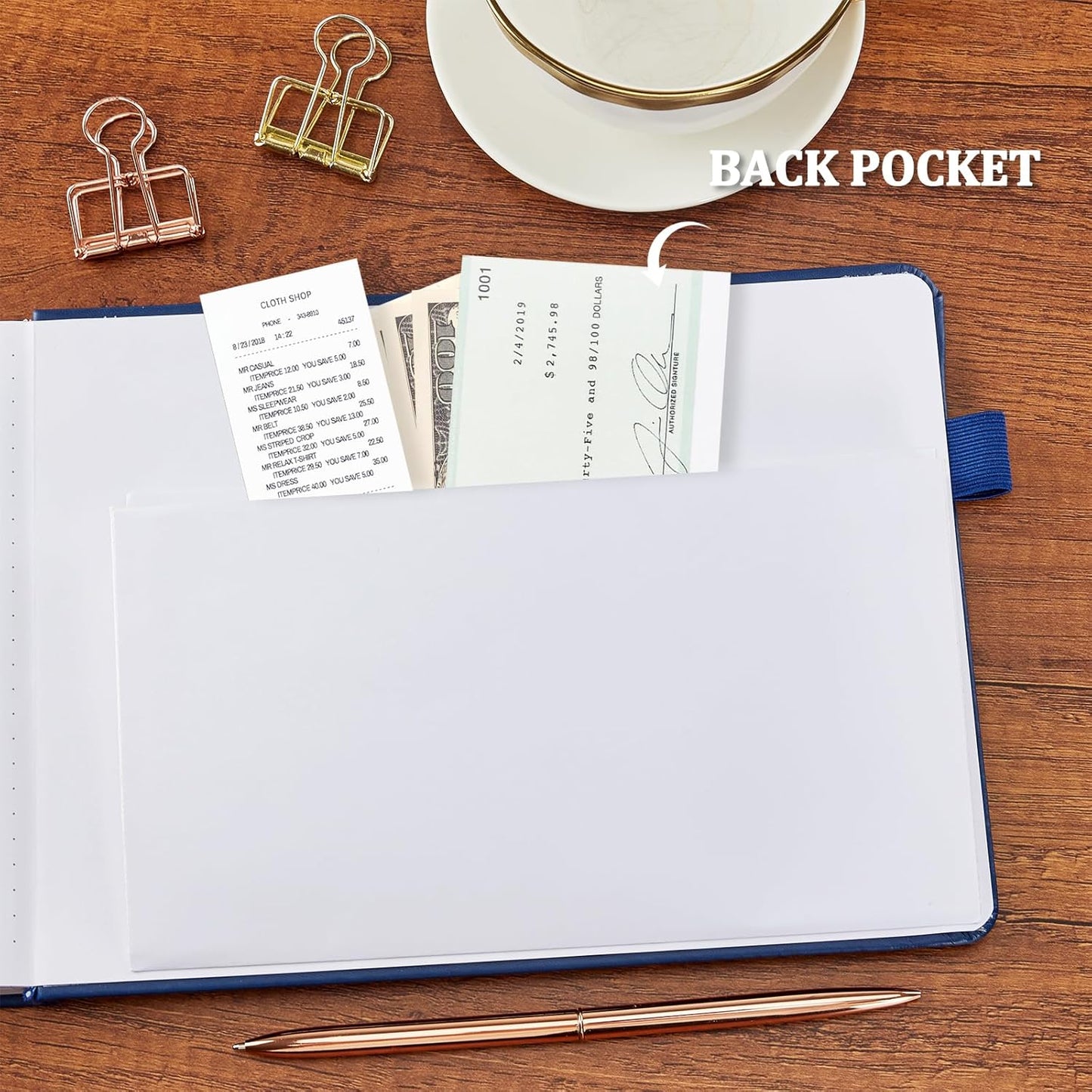 JUBTIC Accounting Ledger Book Horizontal - Expense Tracker Notebook & Columnar Journal, Financial Ledger Books for Small Business & Personal Bookkeeping(7”x10”,Navy Blue)