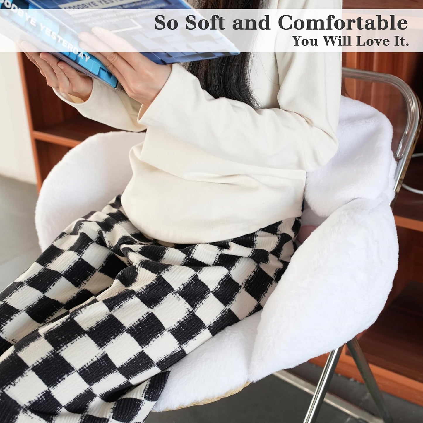Juju White Kawaii Cushion - Kawaii Room Decor - Seat Cushions for Office Chairs - Office Chair Cushions - Car Seat Cushion - Gaming Room Decor - Gaming Desk Accessories Floor Pillow (White)