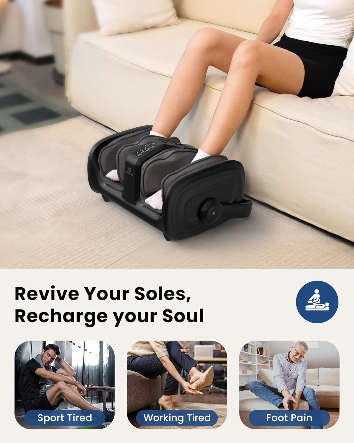 COMFIER Shiatsu Foot & Calf Massager with Heat – Kneading, Vibration & Compression, Adjustable Intensity, Remote Control, Fits Up to Size 14 – Relaxation & Comfort Massager for Women & Men