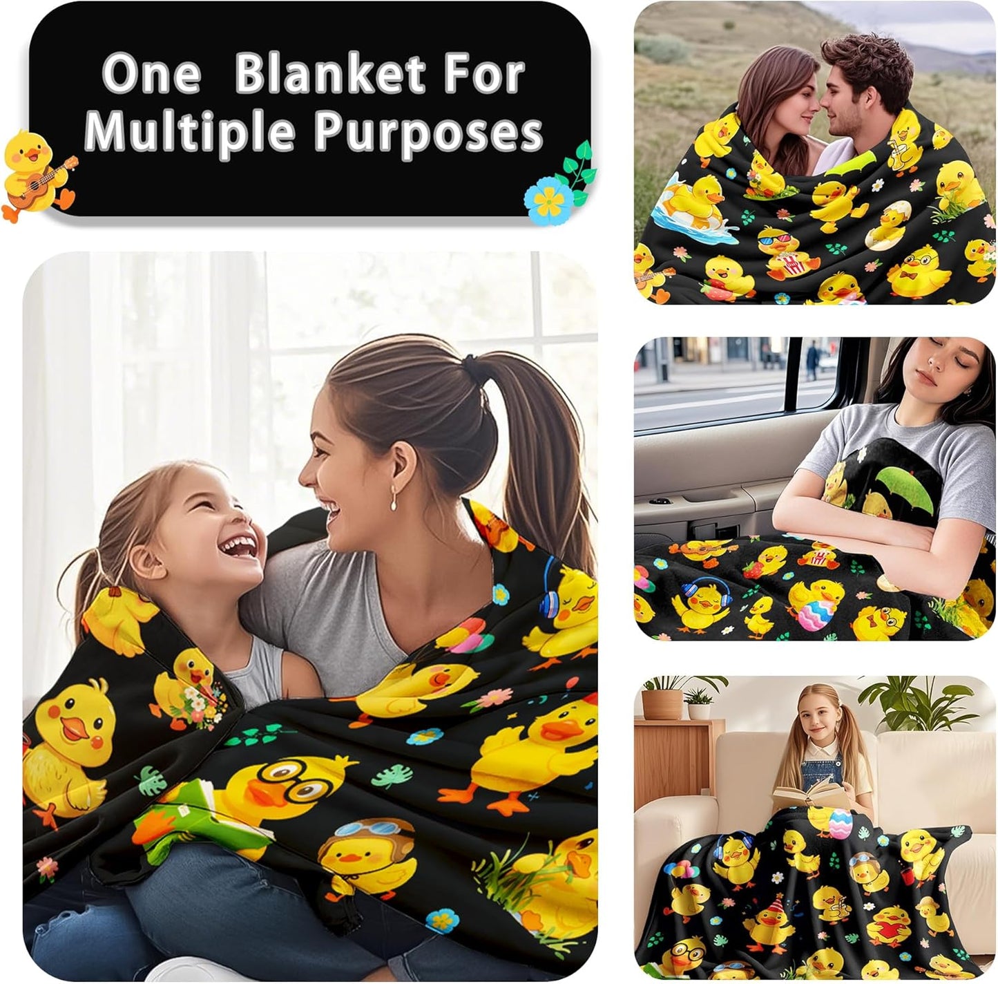 Duck Blanket Gifts Ultra Soft Flannel Ducks Throw Blanket Cartoon Duck Blanket Merch Gifts for Kids Adults 50"x40"