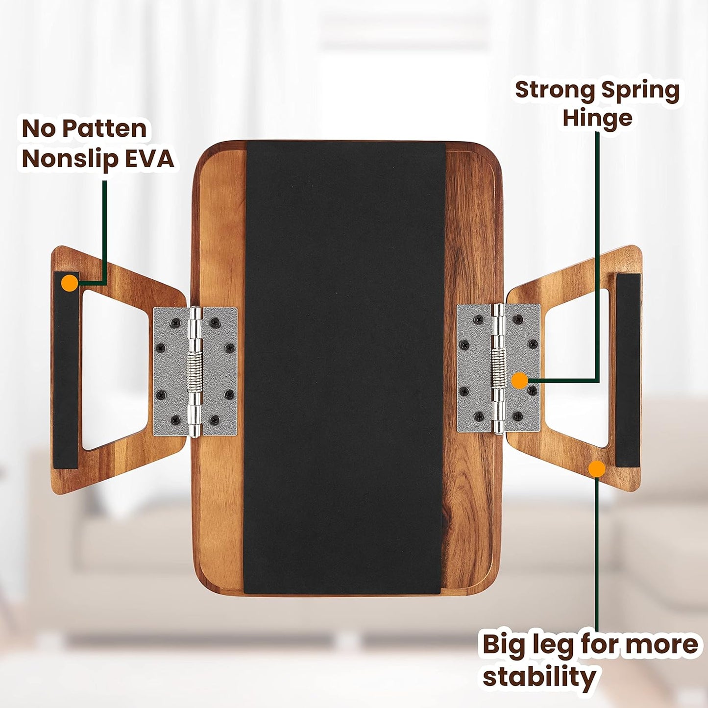 Tinamo 13.75" x 9.5" Acacia Couch Arm Table, Wooden Sofa Arm Tray, Armrest Table for Couch Wooden Sofa Armrest Tray, Clip-on Tray for Wide Couch - Side Table for Eating & Drink, Snack, Phone, Remote