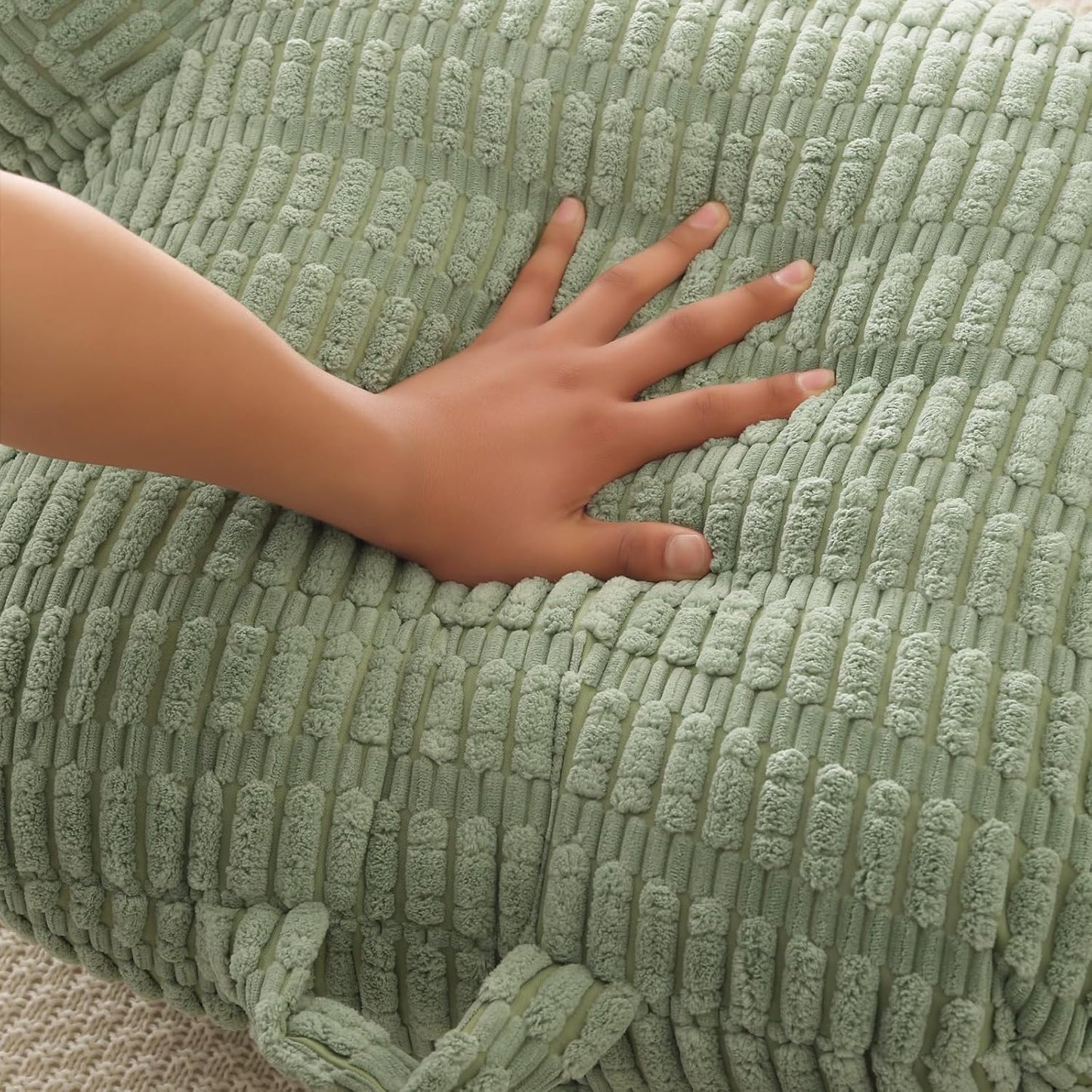 Reading Pillow for Bed,Large Backrest Reading Pillow with Arm Rest,Back Rest Support Cushion for Sit Up on Couch,Sofa,and Floor(Green Corduroy,Standard(17"))