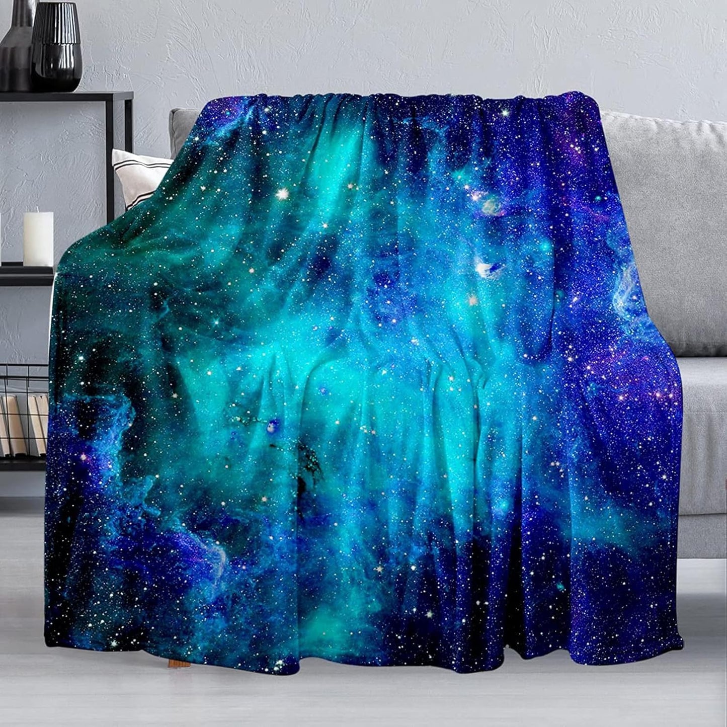 Galaxy Space Throw Blanket Gift, Soft Warm Fuzzy Plush Blanket, Smooth Cozy Flannel Blanket for Bed/Couch/Camping (60"x50")