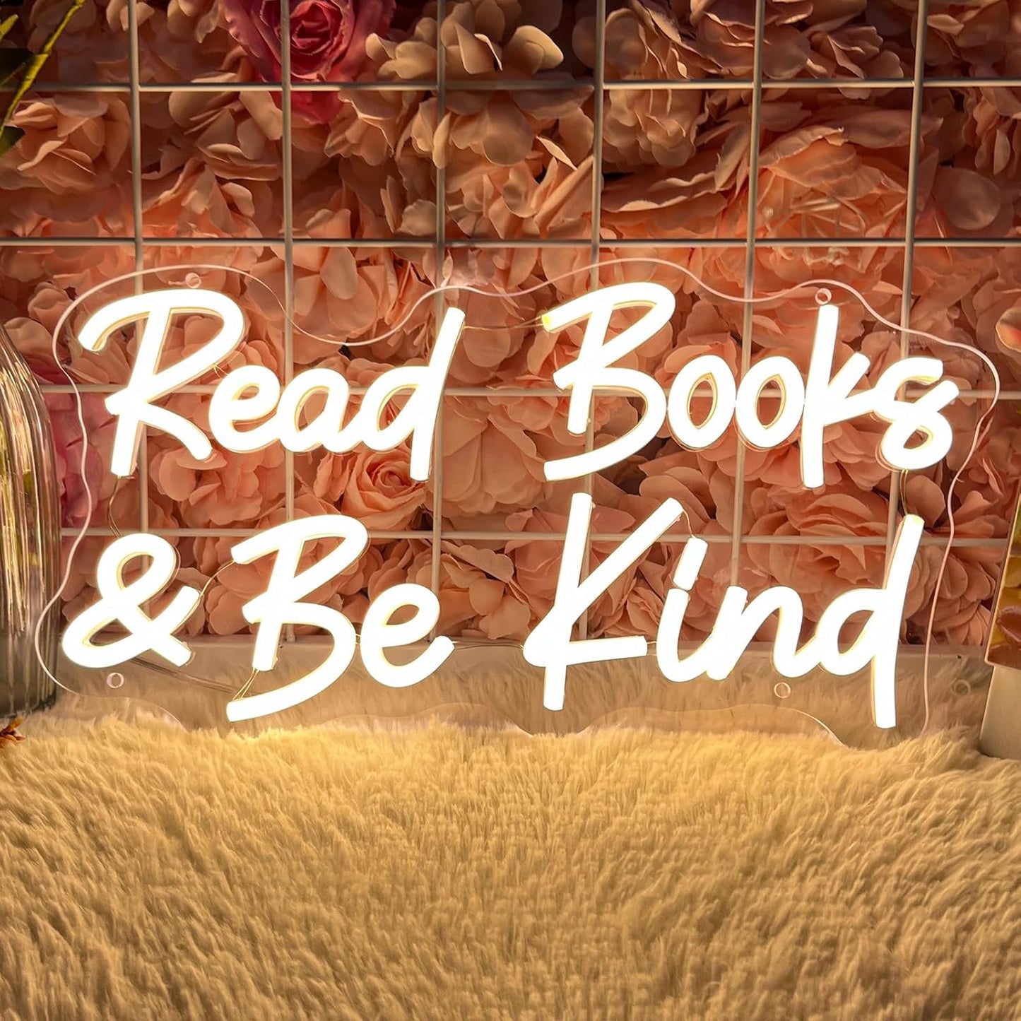 Read Books And Be Kind Neon Sign for Wall Decor, Dimmable Neon Light Signs for Bedroom LED Signs for Classroom Bookstore Library Study Reading Study Room Decoration