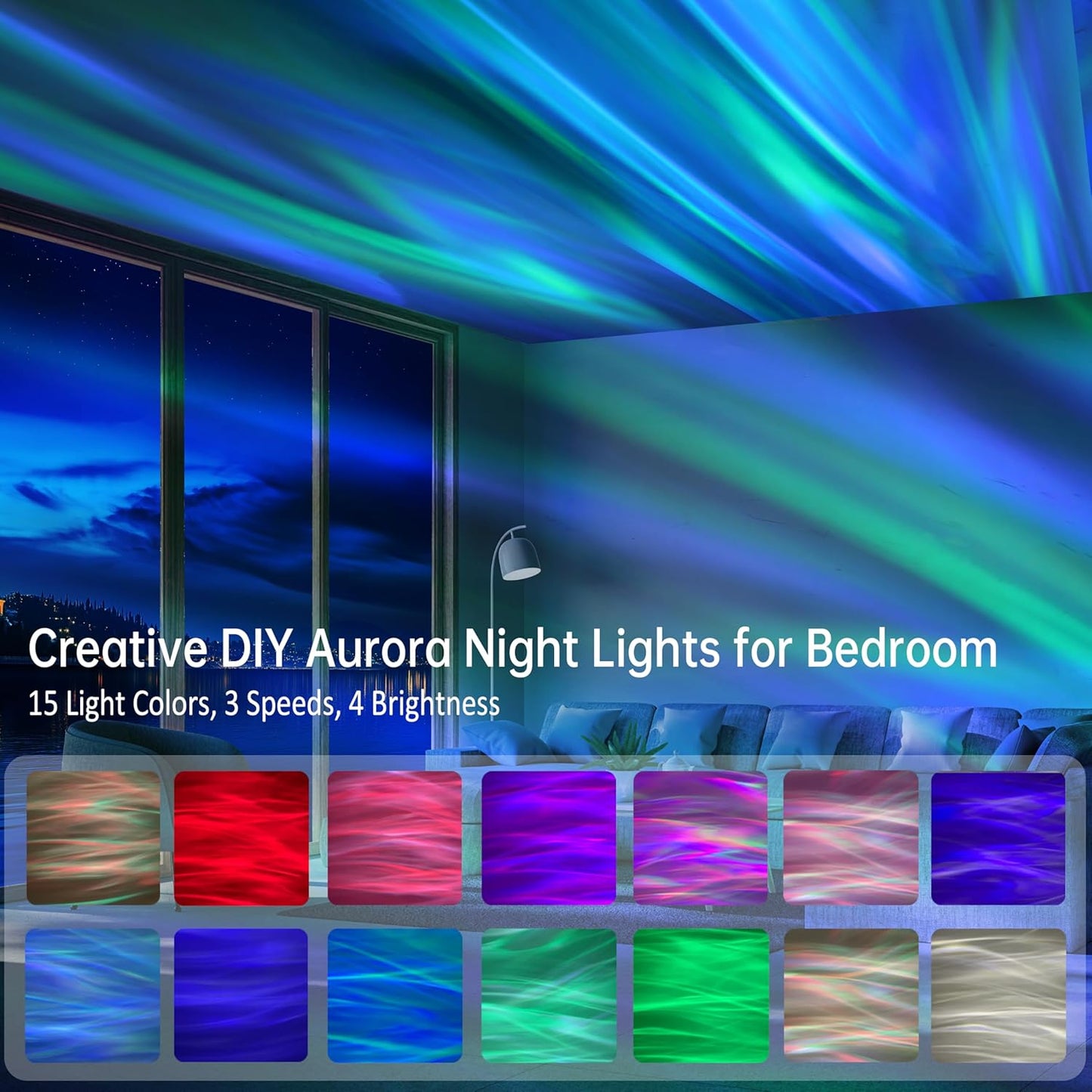Northern Lights Projector, Galaxy Projector Night Light with Remote Control& Timer Function, Sleep Aid, Aurora Ceiling Projector Light for Bedroom Decor, Christmas Gift for Kids, Adults