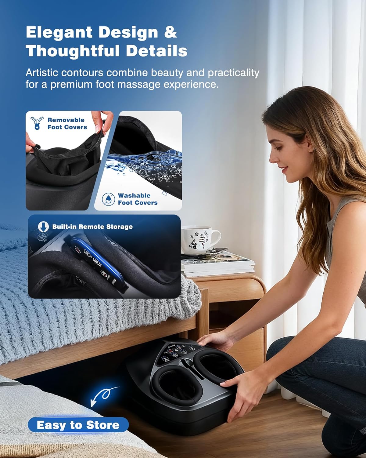 KNQZE Shiatsu Foot Massager with Heat and Remote, 2026 Upgraded Lift-Arch Design, 3D Deep Kneading, Relief for Plantar Fasciitis and Foot Pain, Fits Up to Men Size 14, Ideal Gift for Mom Women Men