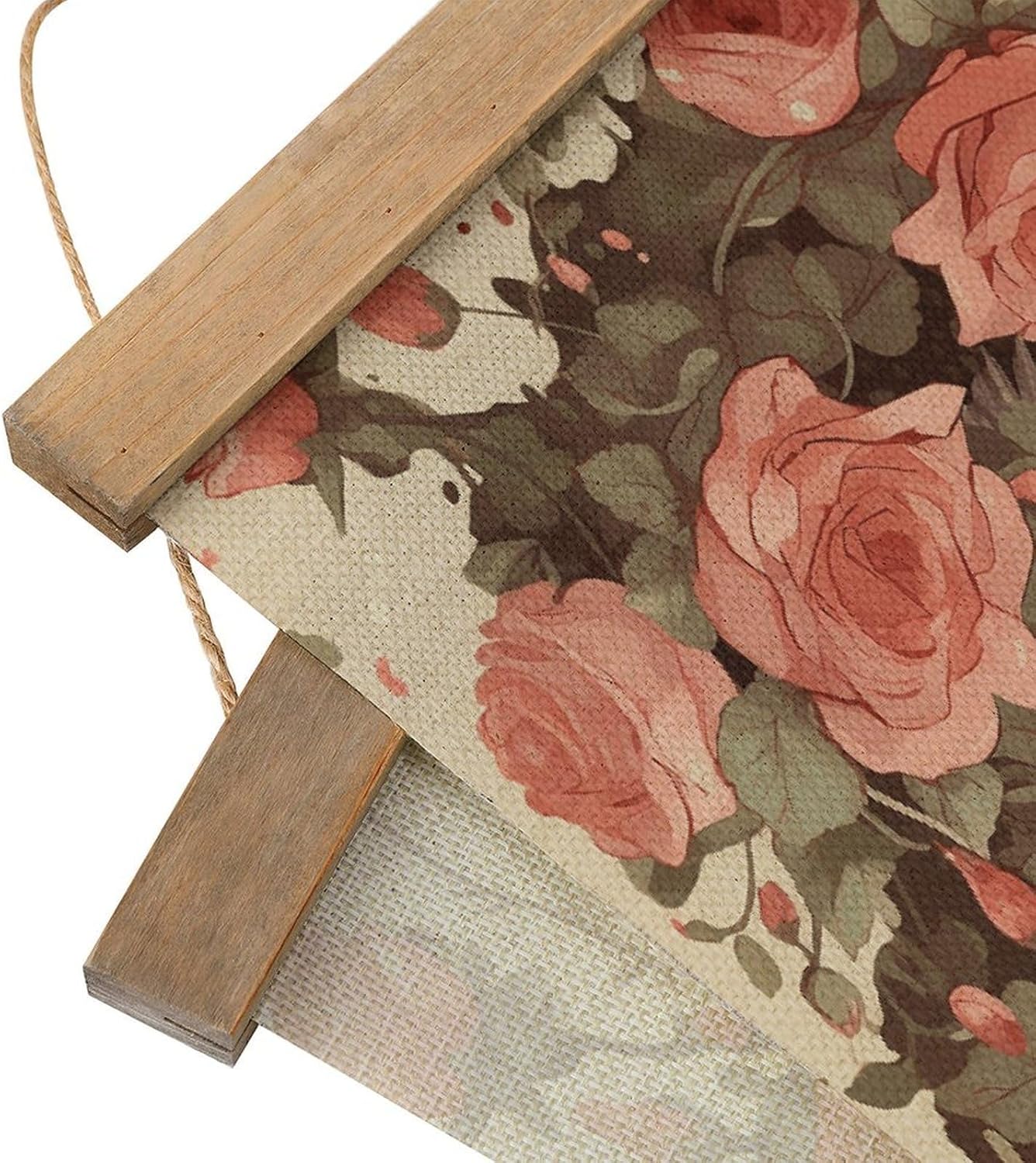 Vintage Opossum And Roses Poster with Wooden Frame Personalized Linen Hanging Scroll Painting Rustic Wall Hanging Illustrative Modern Artwork Decor for Home Living Room Bedroom Office