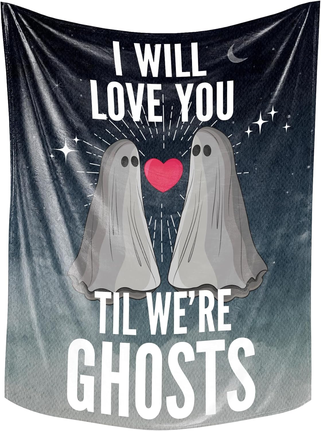 Gifts for Her Him, Anniversary Wedding Gifts for Couples, Romantic Valentines Day I Love You Gifts Blanket for Him Her - I Will Love You Til We're Ghosts - Black - 60x80 Inches