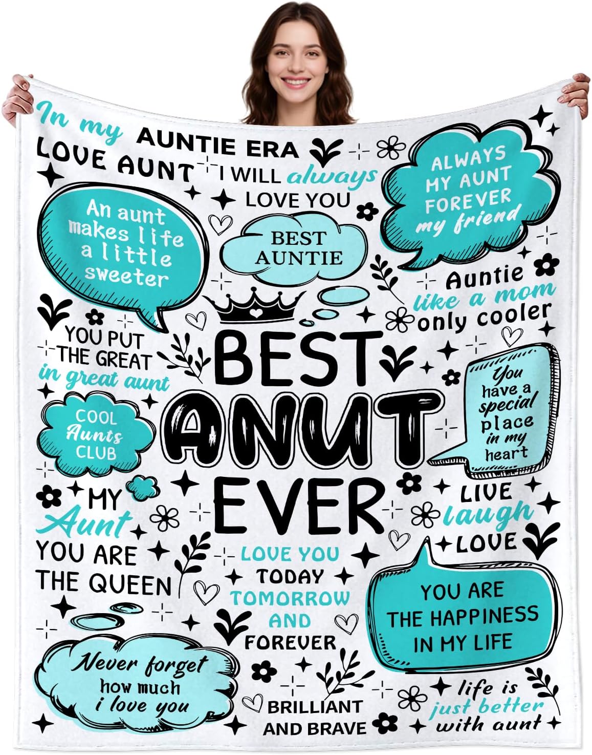Aunt Blanket Auntie Gifts for Aunts from Niece,Aunts Stuff Best Aunt Ever Throw Blankets,Christmas Birthday Gift Ideas for Women from Niece Nephew 50" X 40"