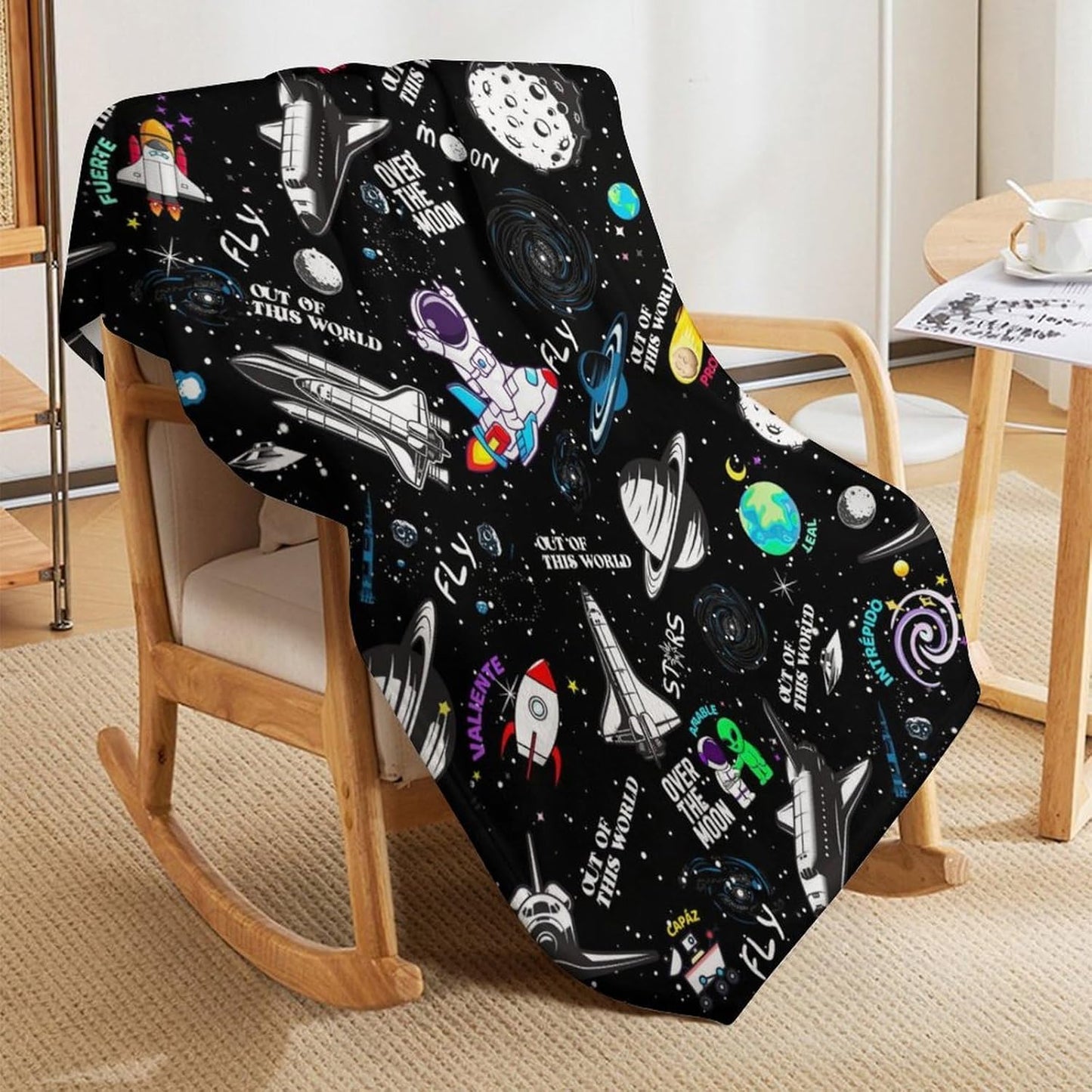 Solar System Throw Blanket - Soft Flannel Blankets for Teens Adults Women Men Planets Lovers - Space Throw Blankets for All Season Lap, Chair, Sofa - 70"x50"