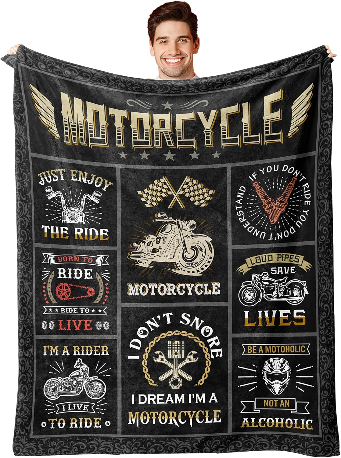 Motorcycle Gifts for Men Women, Best Gifts for Motorcycle Riders, Lovers, Blanket Gift for Boyfriend Husband 60” X 50”