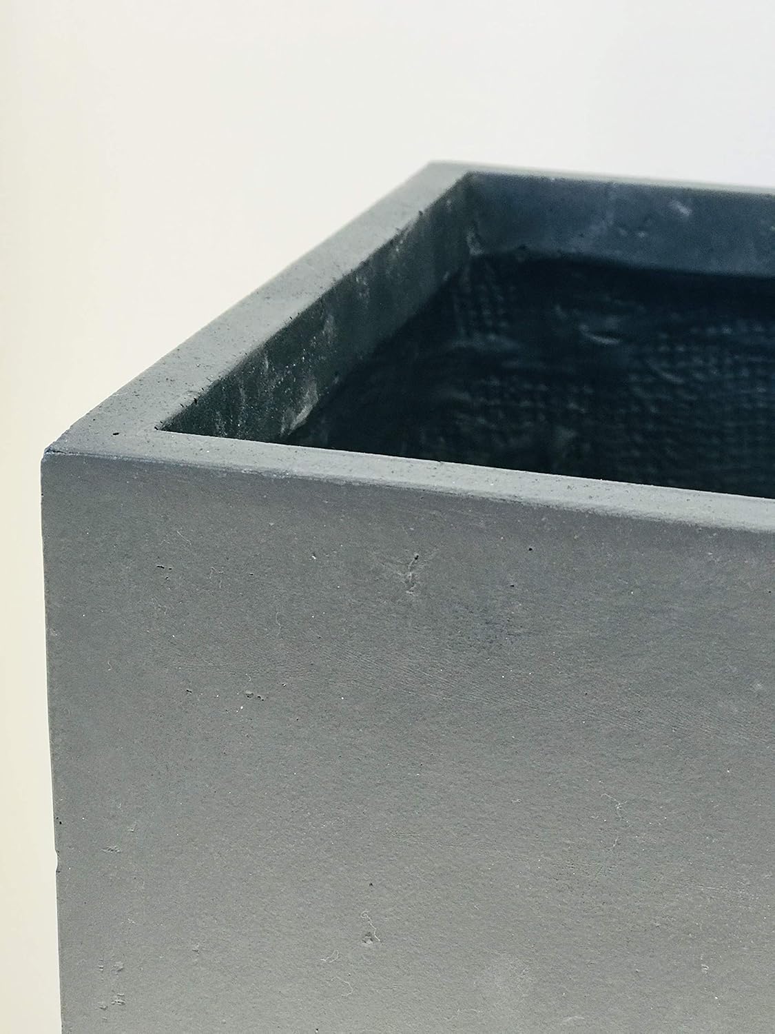 Kante 12 Inch Square Concrete Planter for Outdoor Indoor Home Patio Garden, Large Plant Pot with Drainage Hole and Rubber Plug, Charcoal