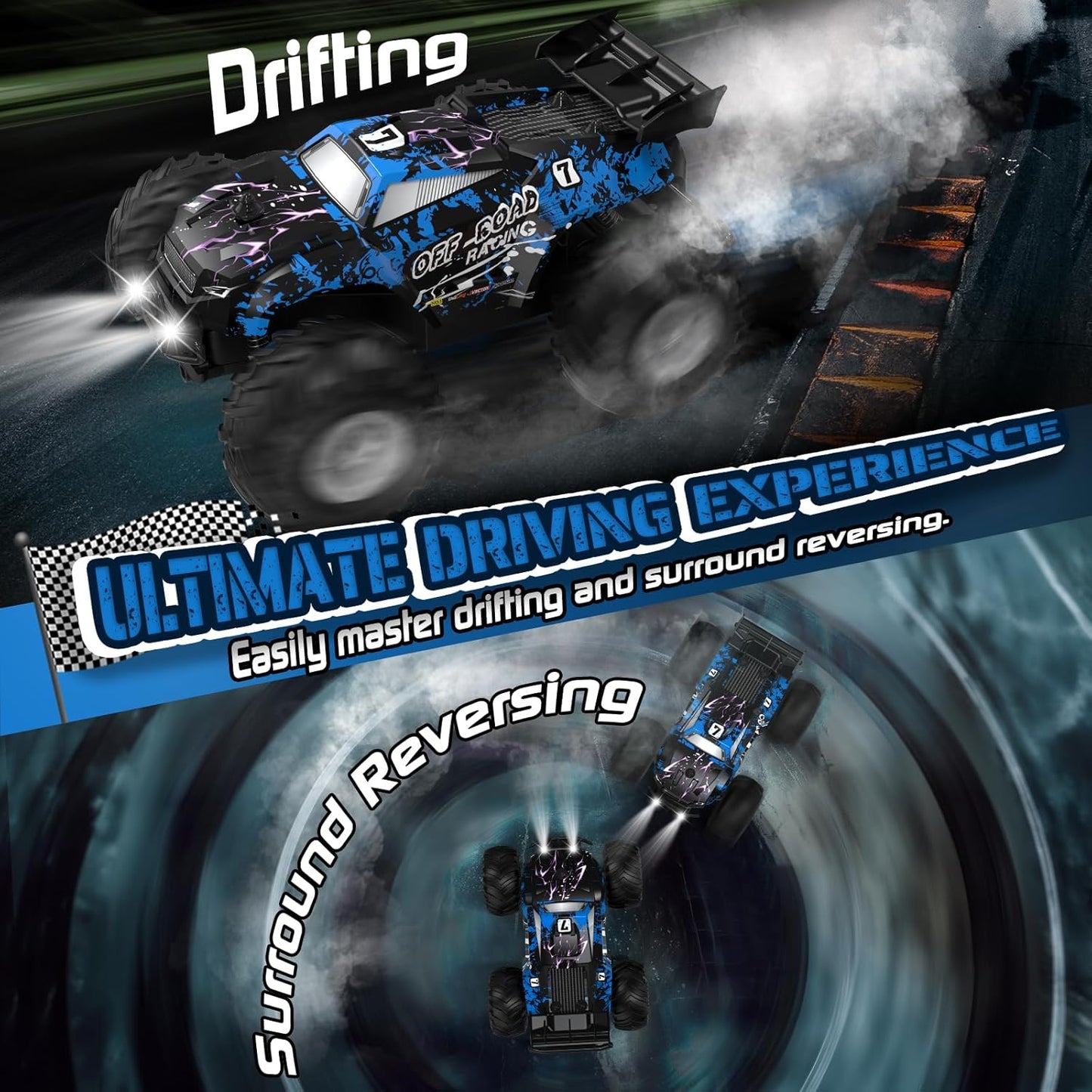Remote Control Car, All-Terrain Remote Control Truck for Boys, Rechargeable Rc Truck with LED, 1:20, 10KM/H, 2 Motors, 2.4GHZ, Speed Friendly, Sturdy, Rc Cars for Christmas, Kids, Beginner