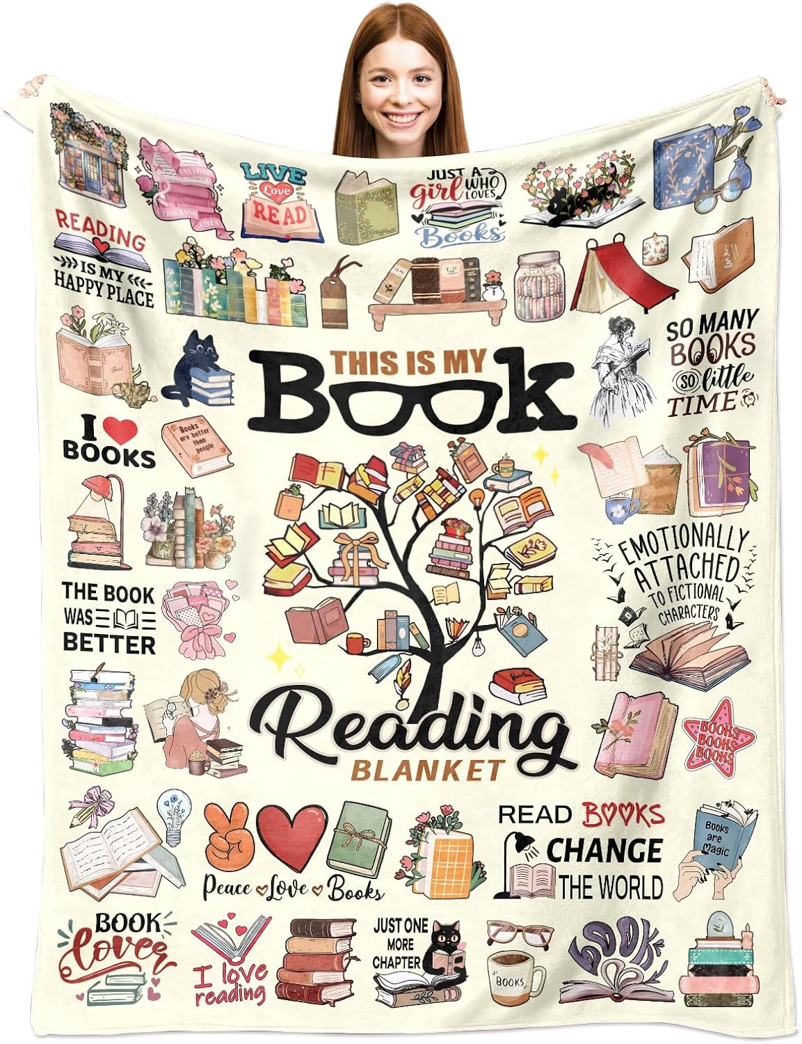Book Blanket Reading Gifts for Books Lover Bookish Literary Blanket for Librarians Best Bookworm Gifts 50"x40"