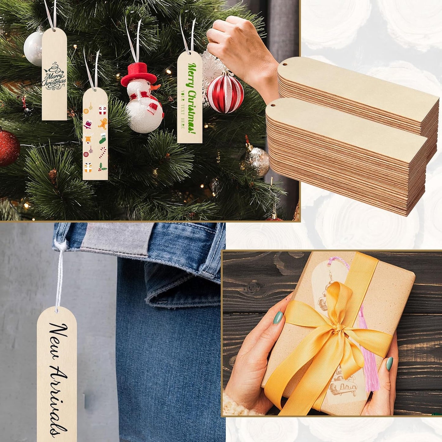 50 PCS Wooden Bookmarks with 50 PCS Multi-Color Tassels,4.7x1.2 in Blank Bookmark DIY Bookmarks,Book Mark Craft for Christmas, Valentine’s Day, Birthdays