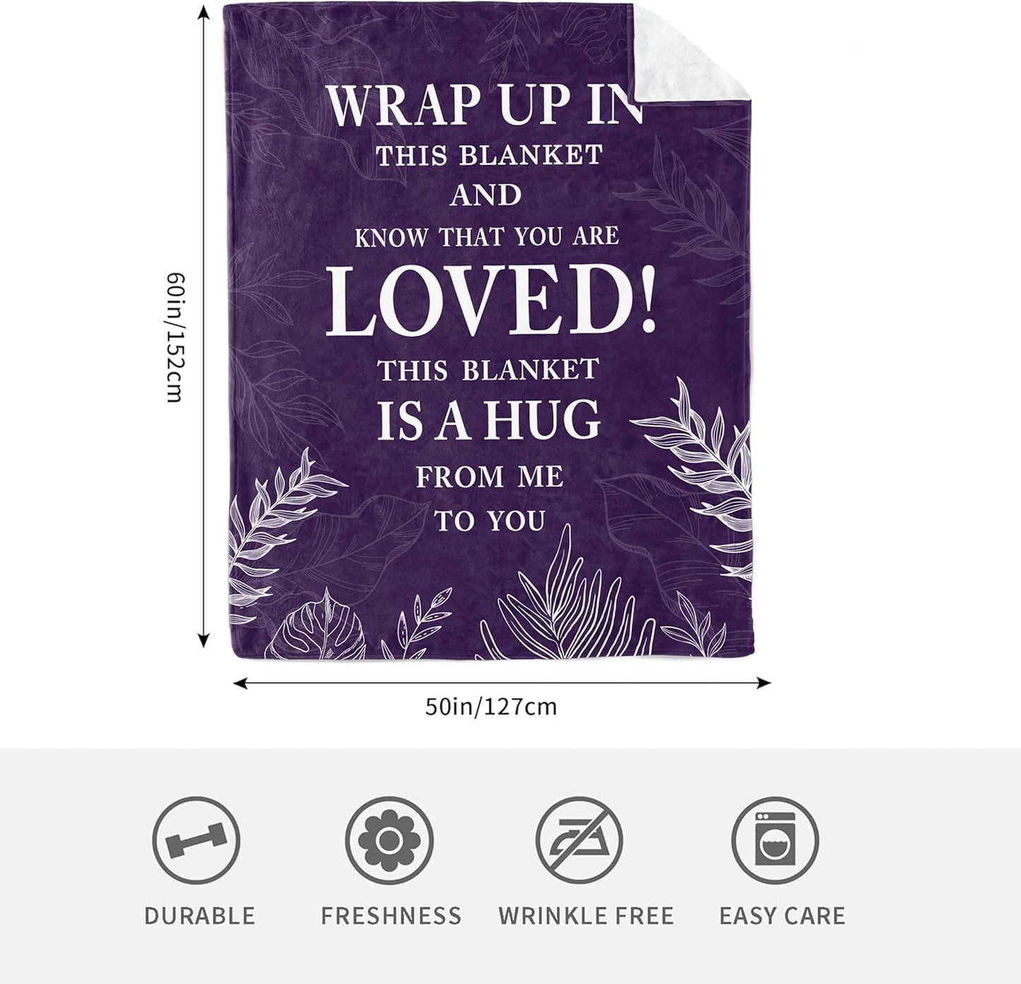 Gifts for Women Christmas, Inspirational Gifts for Woman, Cozy Soft Throw Blankets for Women, Positive/Spiritual Gifts, Purple Gifts for Older Woman, Get Well Gifts, Love Hug Blanket 60”x50”