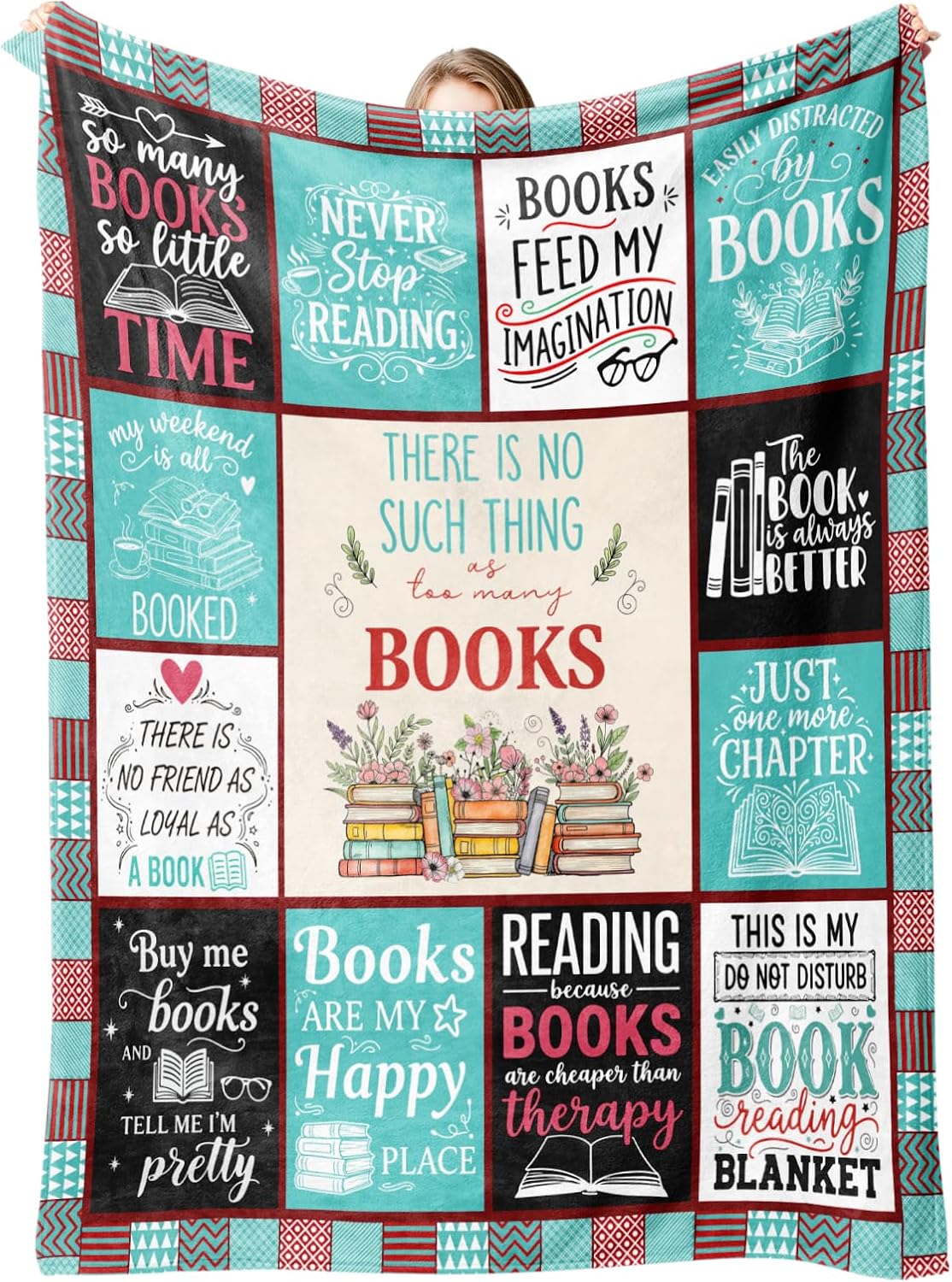 Book Lovers Gifts, Reading Blanket Gifts for Book Lovers, Reader Gifts for Birthday Christmas, Books Club Bookish Bookworm Librarian Teacher Gift, Soft Flannel Throw Blanket 60"x 50"