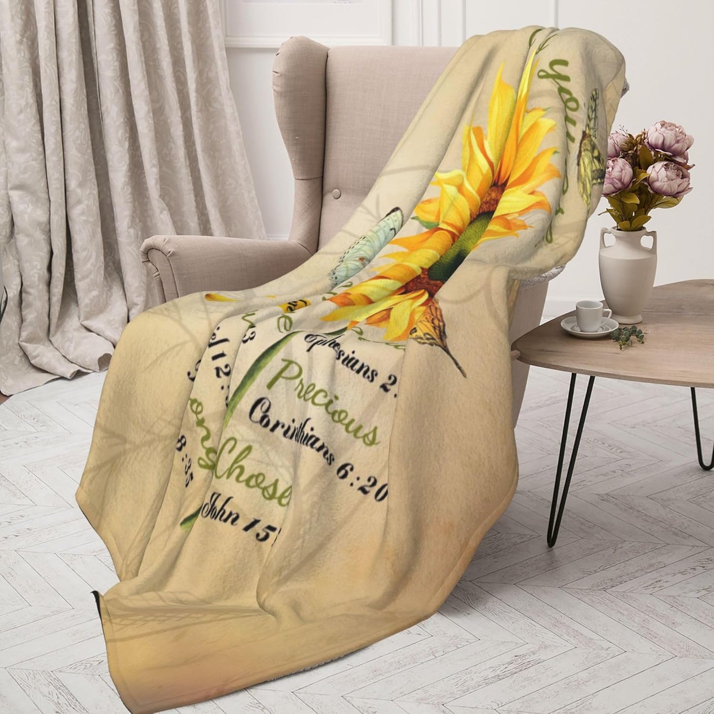 Christian Gifts, Inspirational Gifts,Sunflower Blanket 50"x60" Cozy Warm Super Soft Flannel Throws Gift for Mother's Day Holiday Birthday
