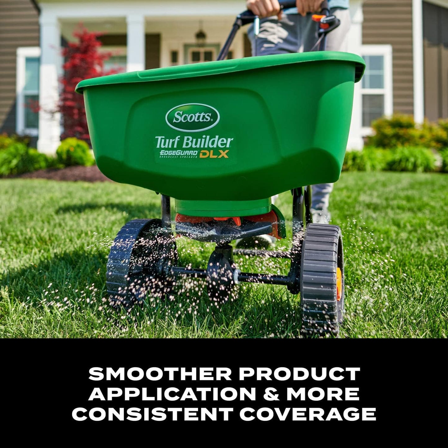 Scotts Turf Builder EdgeGuard DLX Broadcast Spreader - Spreader For Lawn Fertilizer, Weed & Insect Control, Grass Seed, and Ice Melt, Holds Up To 15,000 sq. ft. of Product
