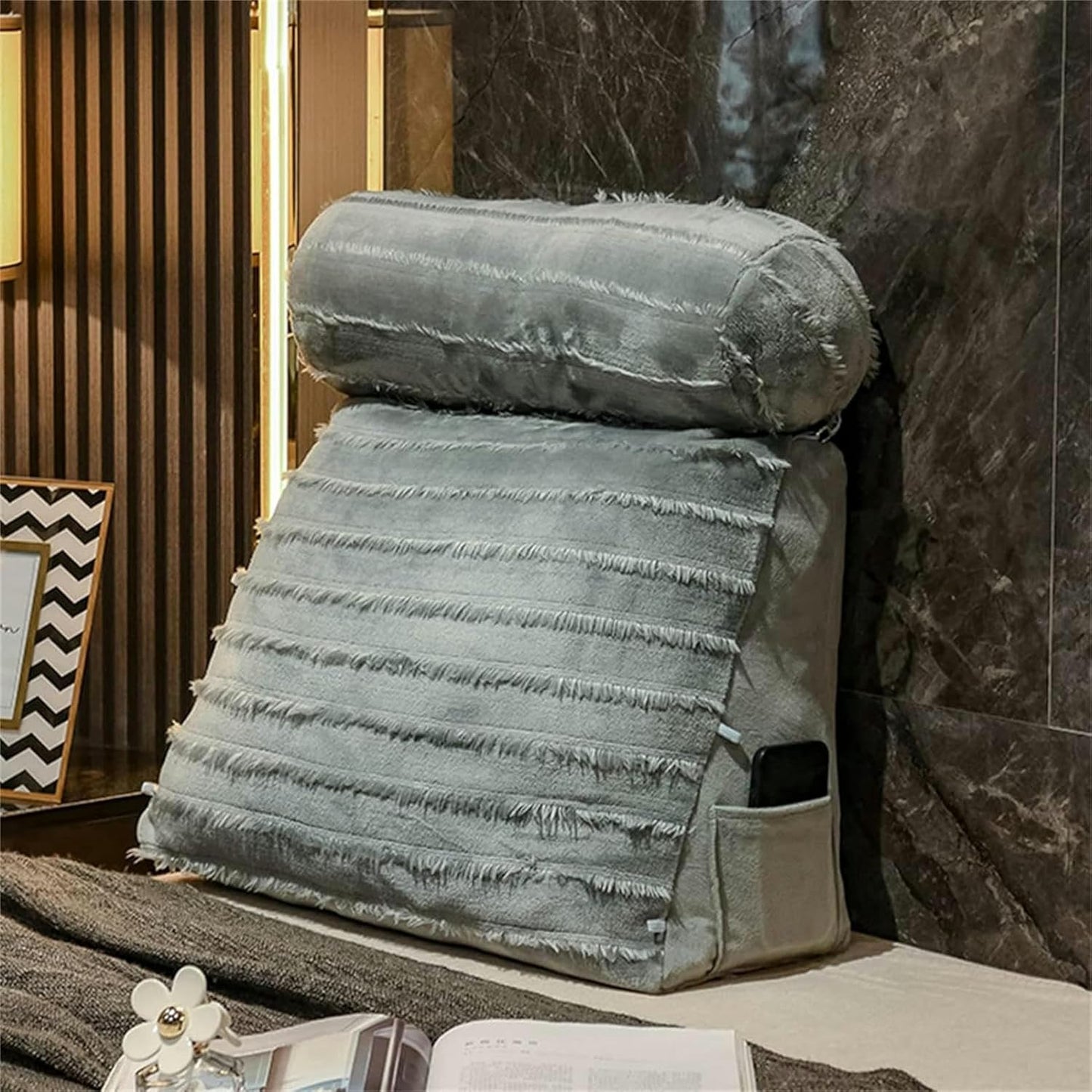 Bedrest Lumbar Neck Back Support Pillows Ergonomic Reading Bed Rest Pillow for Sofa Bed Bunk Bed Office Chair and Upholstered Headboard Bolster with Adjustable Long Pillow