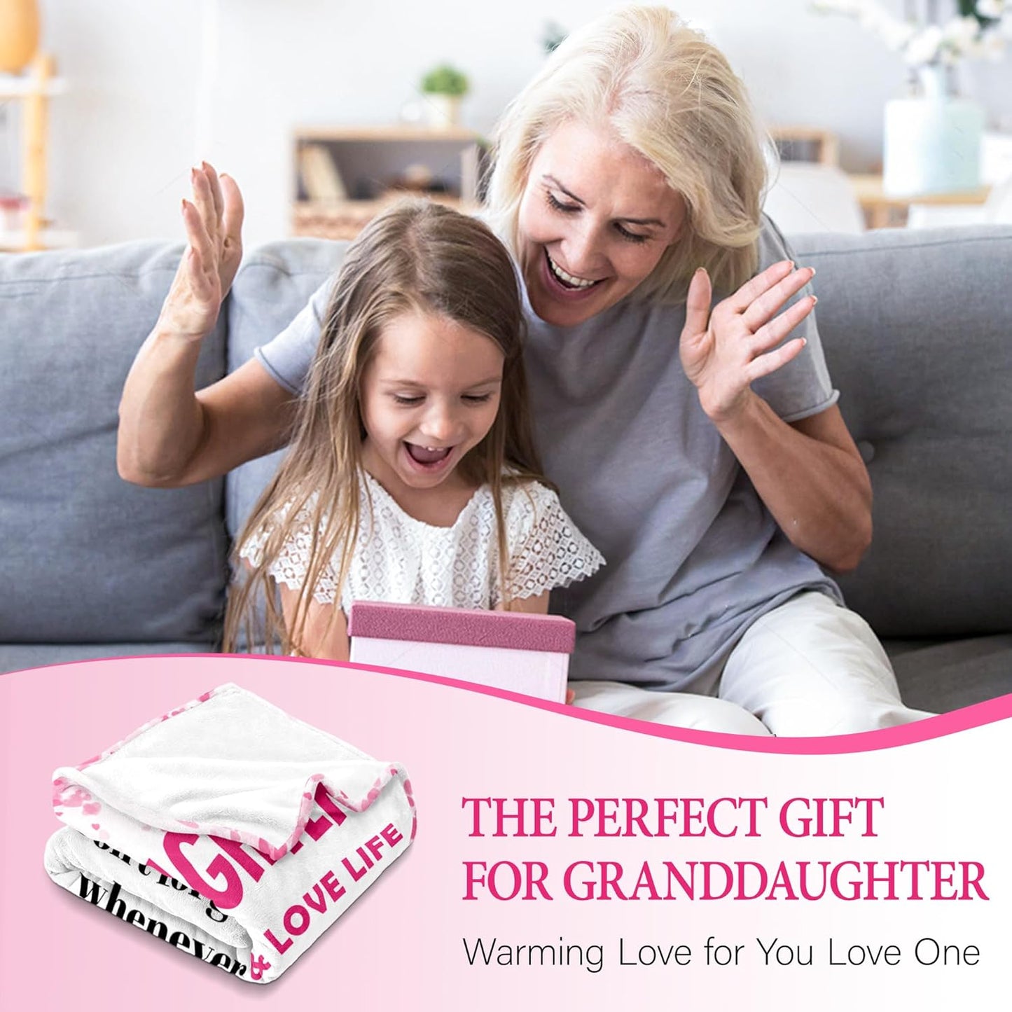 Easter Gifts for Kids - Granddaughter Gifts from Grandma Grandpa - Mothers Day Birthday & Graduation Gift for Granddaughter - Easter Basket Stuffers - to My Granddaughter's Blanket 60"x80"