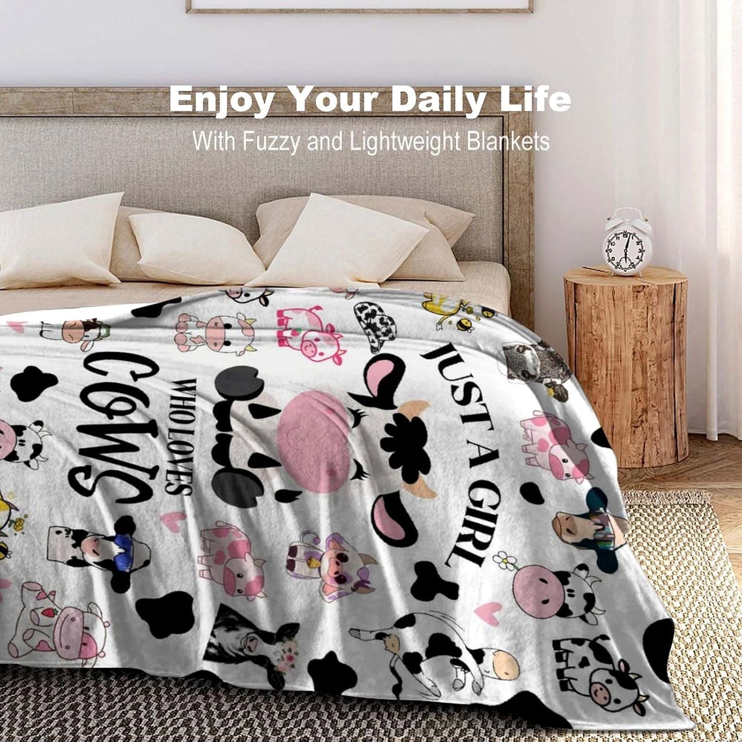 Cow Gifts Blanket Soft Flannel Cows Throw Blanket for Cow Lovers Adults Women Girls for Bedding Bedroom Living Rooms Sofa 50"X40"