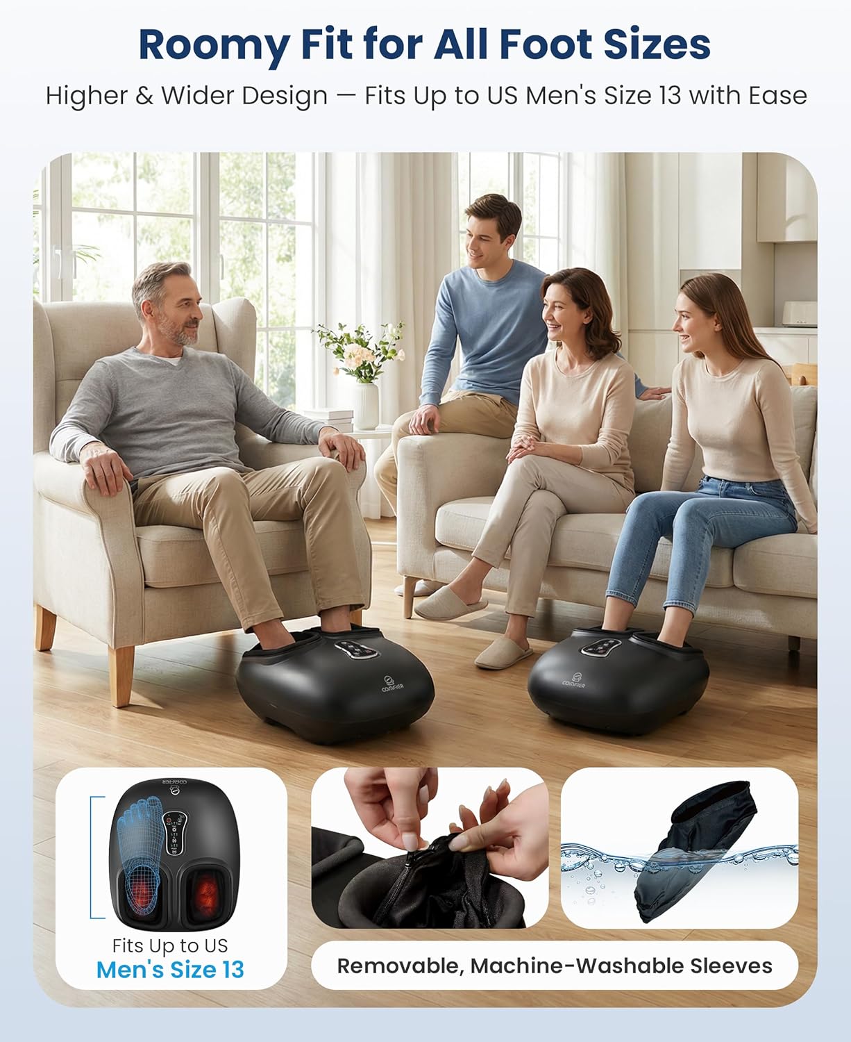 COMFIER Shiatsu Foot Massager with Heat,Vibration,Rolling Compression,FSA Eligible HSA Store,Feet Massager Machine for Plantar Fasciitis,Neuropathy Pain,Mothers Day Gifts for Women,Size up to 13“