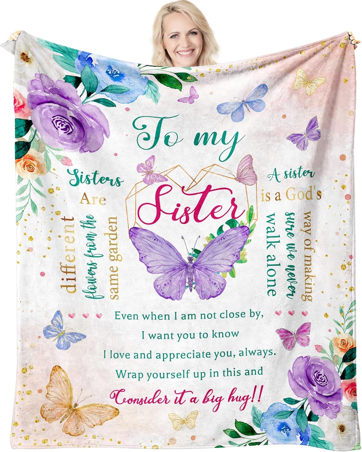 Sister Gifts from Sisters, Birthday Graduation Gift Ideas for Sisters from Brother, to My Sister Gifts Throw Blanket 60" x 50"