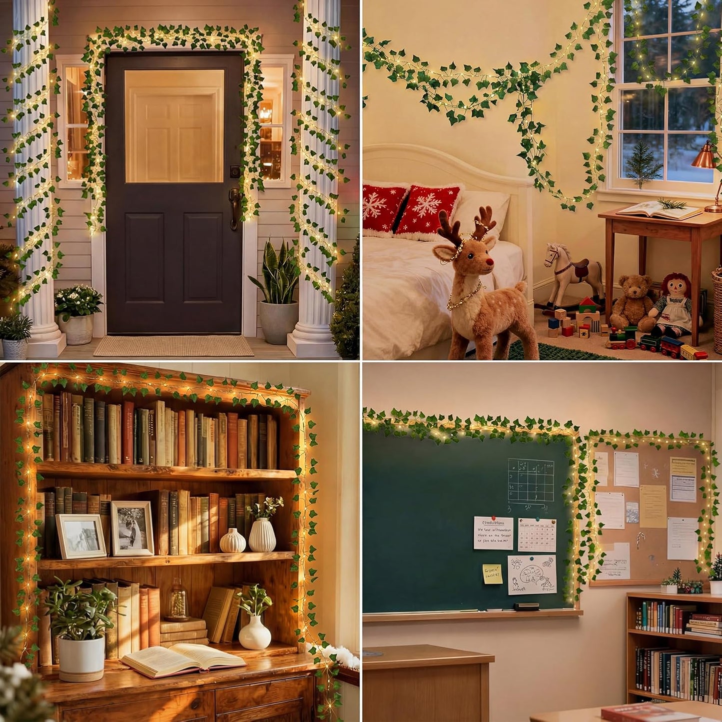 OMIKA Vine with Fairy Lights Plug in, 66FT 200 LED Ivy String Lights Connectable with Remote, Leaf Light Waterproof for Bedroom, Room, Wall, Garden, Party, Wedding Decor (Warm White)