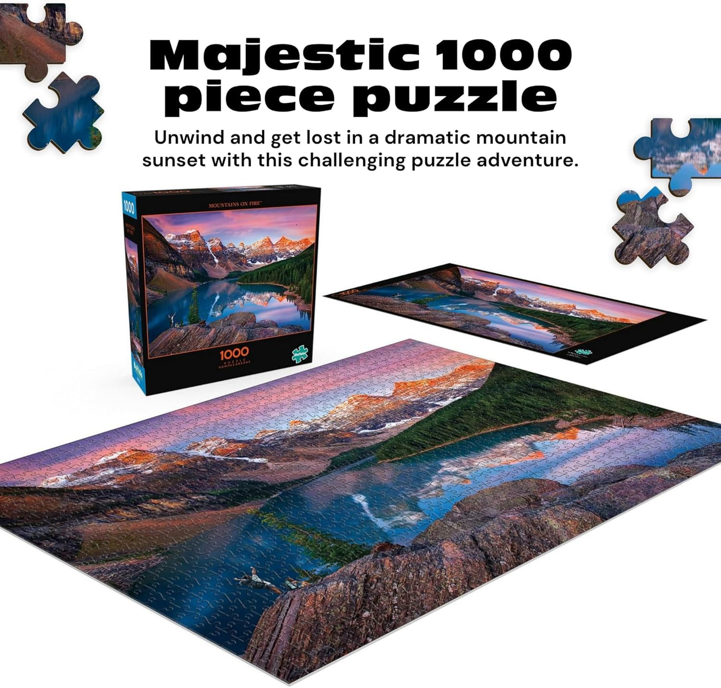 Buffalo Games - Mountains on Fire - Chip Phillips - 1000 Piece Jigsaw Puzzle for Adults - Challenging Mountain Sunset Puzzle Perfect for Game Nights - Finished Size 26.75 x 19.75