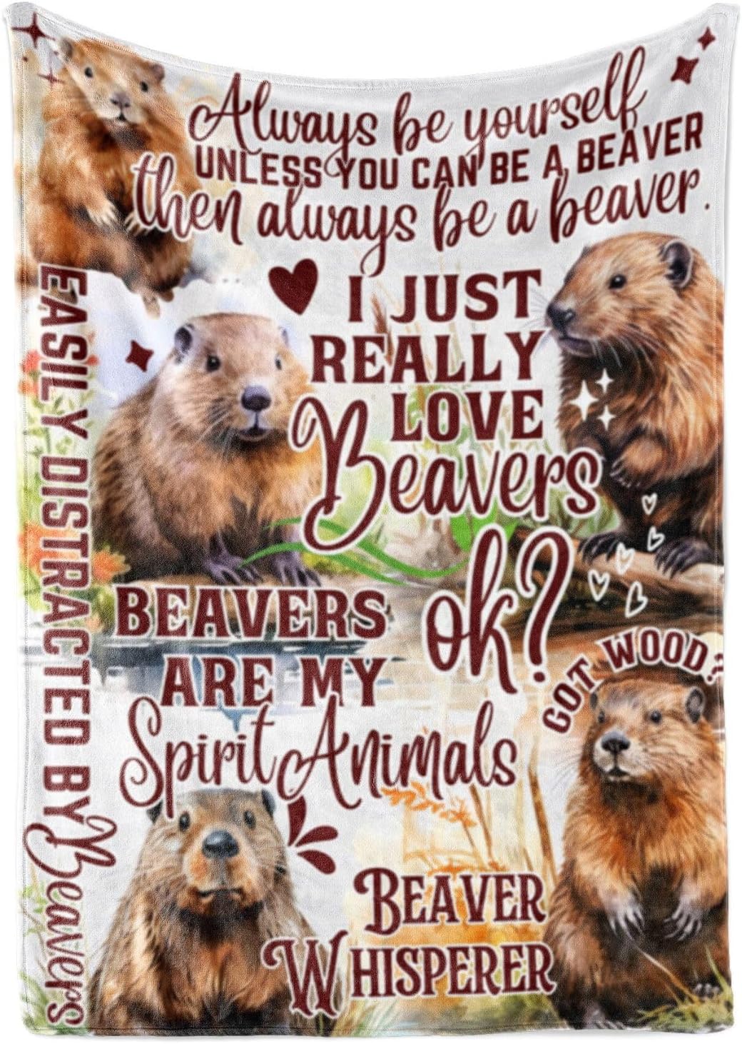 Beaver Gifts, Beaver Blanket for Women, Girls, Beaver Lovers, Canadians, Throw Blanket 50x65 Inche