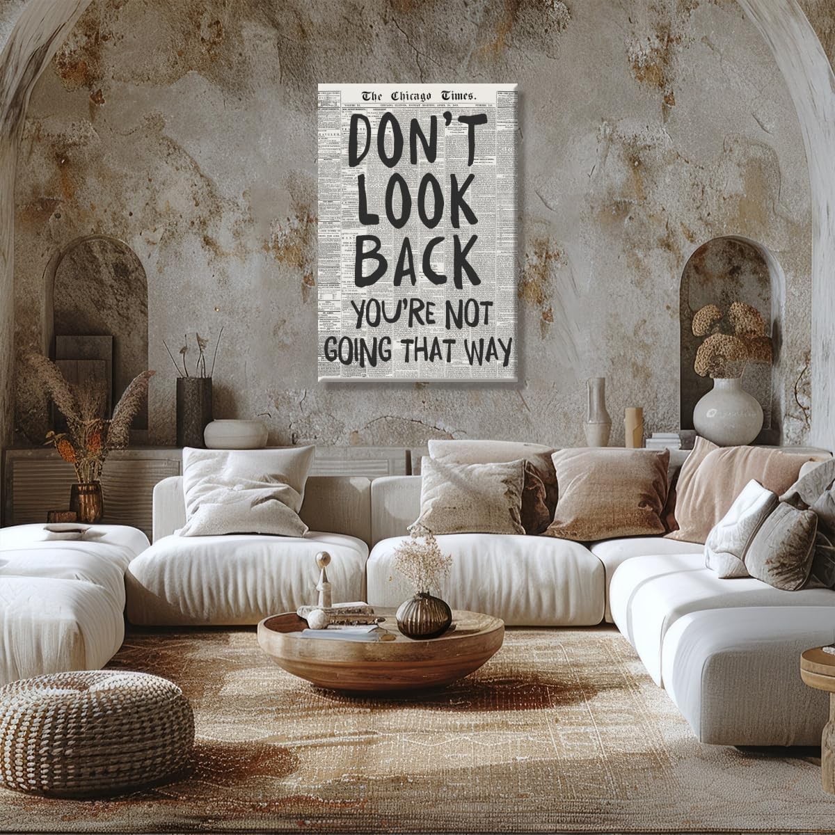 Black and White Retro 70s Newspaper Poster Don't Look Back Positive Wall Art Print Posters Preppy Aesthetic Dorm For Room Wall Decor 12x16inch Unframed