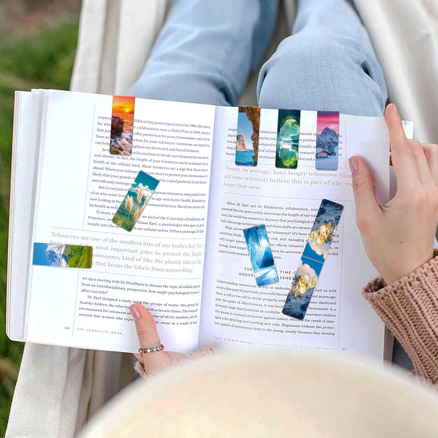 96Pack Magnetic Bookmarks Bulk Book Marks for Reading Women Men Adults Book Lovers Gifts, Cute Bookmarks Magnet Bookmark Clips Magnetic Page Markers Pretty Funny BookMarker (Scenery)
