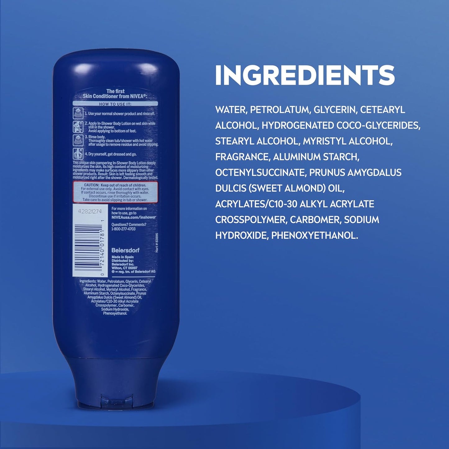 NIVEA Nourishing In Shower Lotion, Water Activated In Shower Moisturizer for Dry to Very Dry Skin, 13.5 FL OZ, Pack of 3