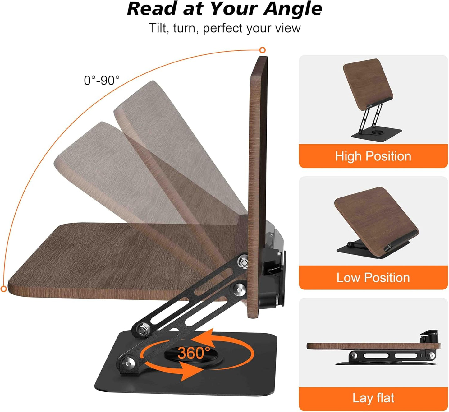 2 in 1 Book Holders for Reading Hands Free, Floor and Desktop Adjustable Book Stand with Page Clips for Music, Laptop, Cookbook, Projector