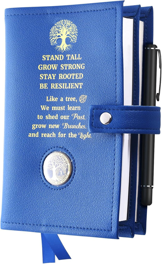 LParkin Double AA Big Book Cover with Coin Holder, PU Leather AA Book Covers for Hardcover, Fits Big Book and 12 Steps & 12 Traditions, Premium Design Like a Tree Cover