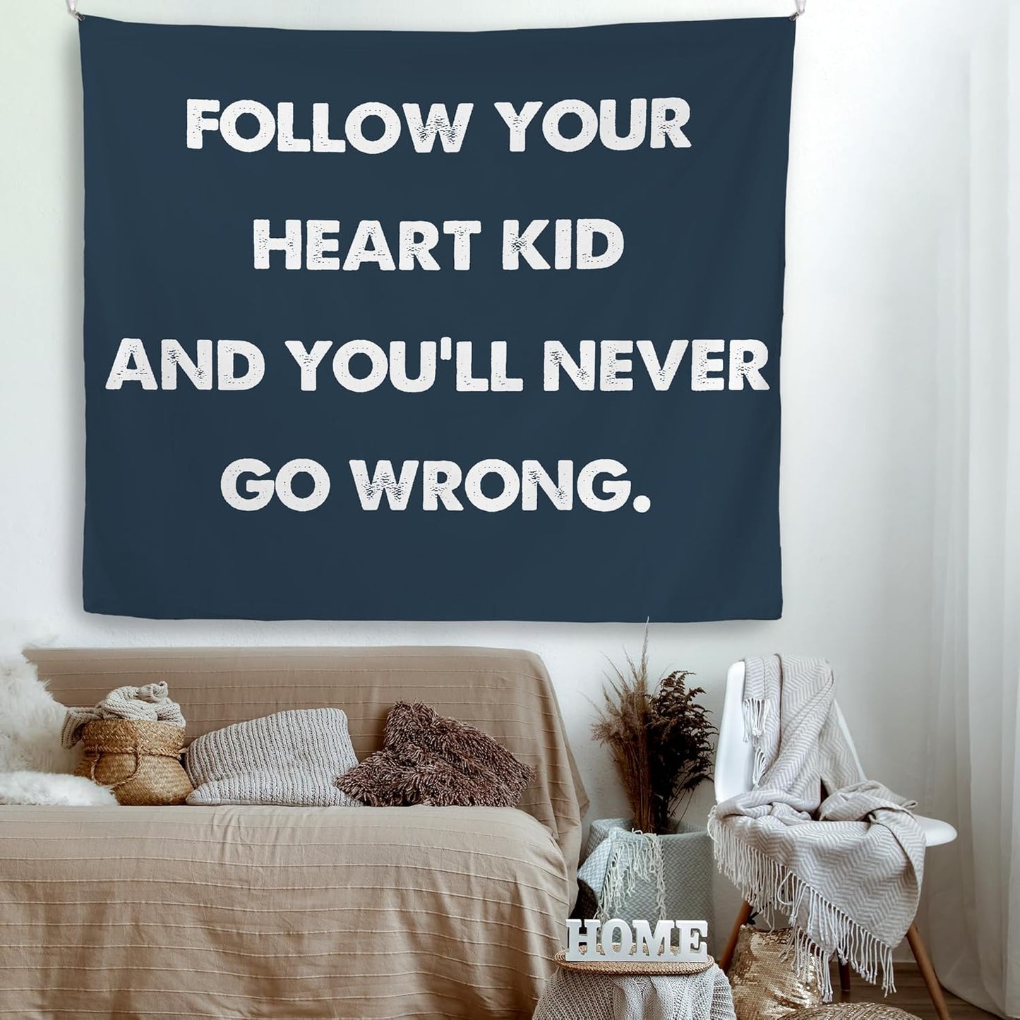 Mcehtle Motivational Kids Tapestry, Boy Nursery Wall Tapestries, Follow Your Heart Kid and You'll Never Go Wrong Inspirational Wall Hanging Decor for Boys Bedroom Nursery Playroom Home, 50x60 Inch