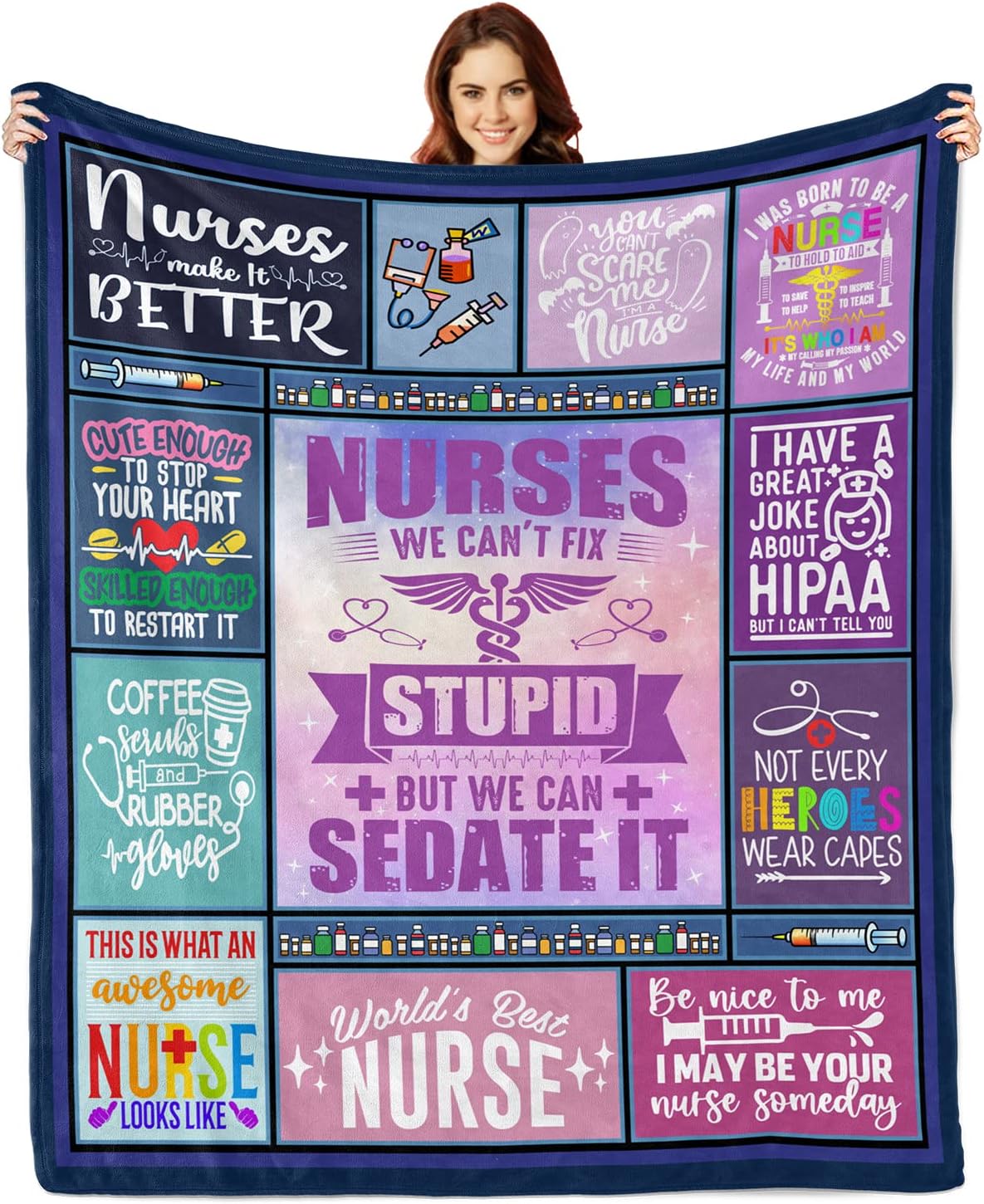 Nurse Gifts for Women, Gifts for Nurses Throw Blankets 50"x60", RN Gifts for Nurse Practitioner, Nurses Week/Day Gifts, Nursing School Graduate Birthday Appreciation Gifts