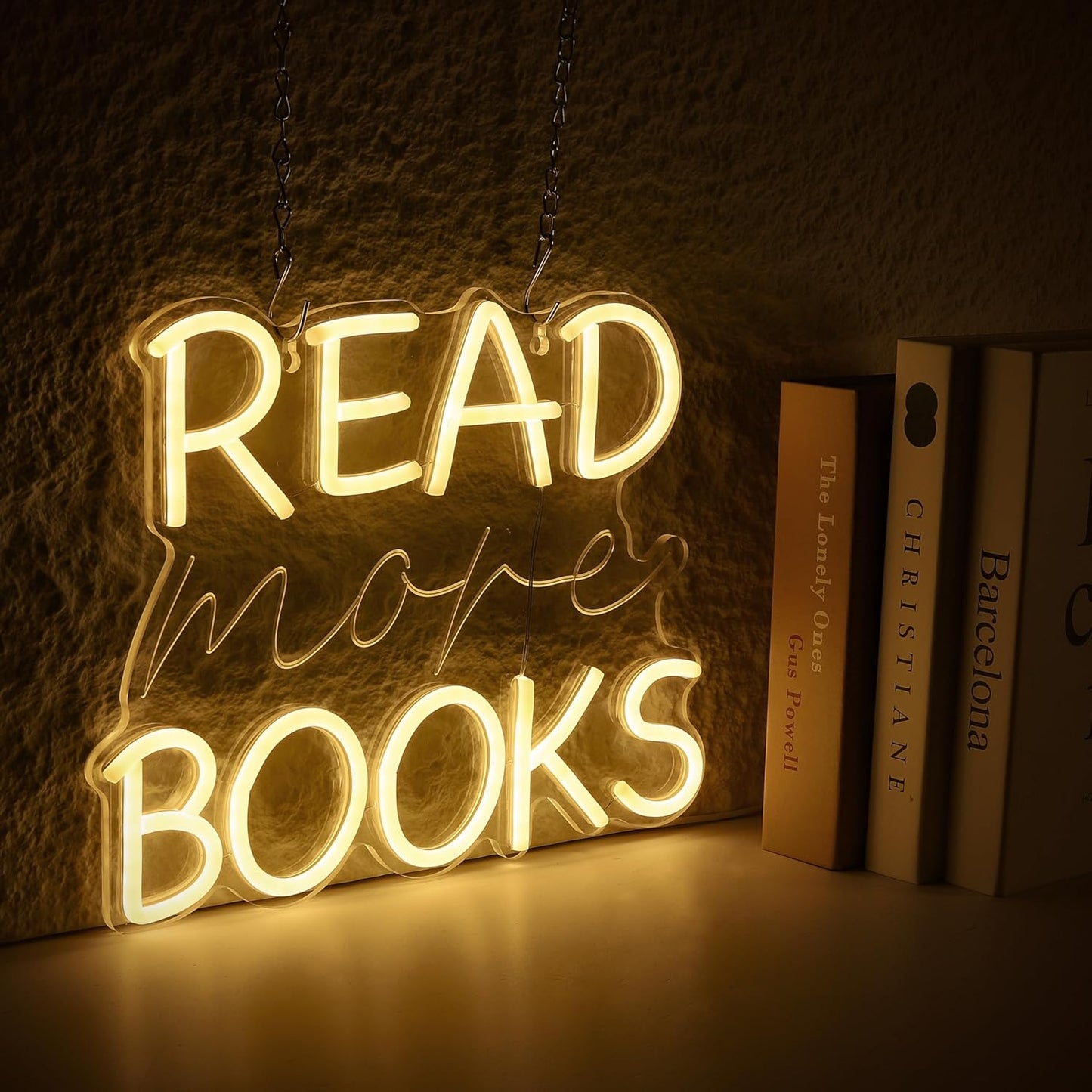 Kavaas Read More Books Neon Sign Reading Corner LED Light Neon Signs for Library Classroom Book Club Wall Decor -Best Back to School Gifts for Teens Kids