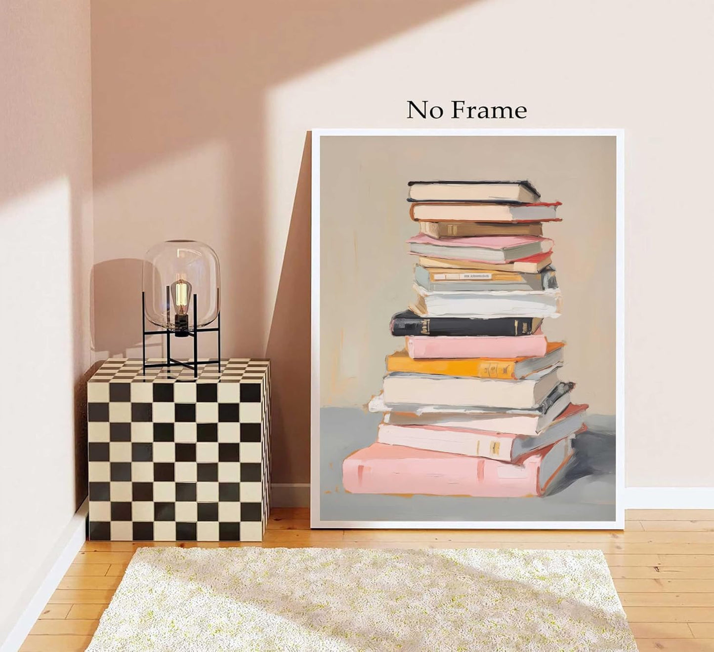 Pink Books Wall Art Aesthetic Reading Lovers Paintings Wall Decor Inspirational Educational Posters Prints for Home Bedroom Classroom Library Unframed