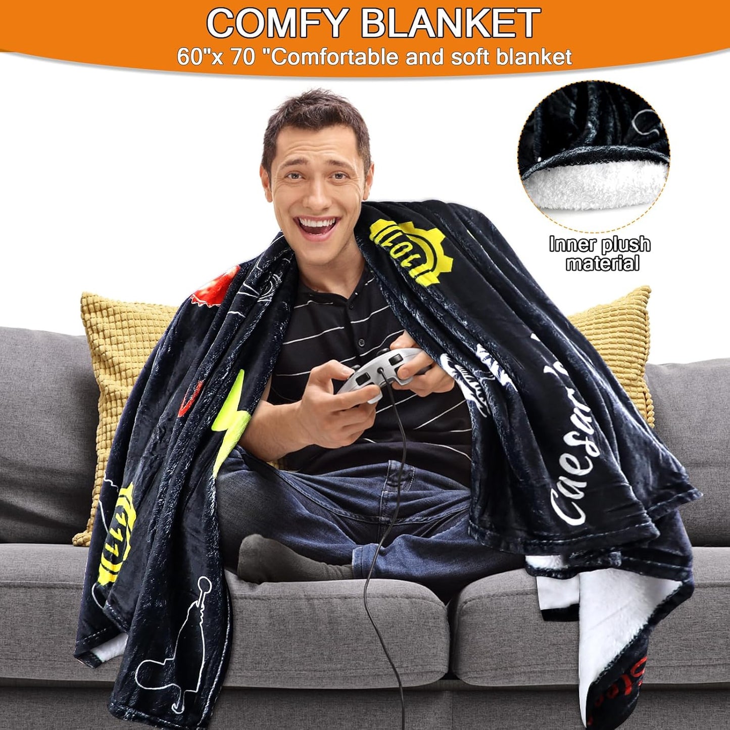 Flannel Throw Blanket Fall Merchandise Out, Birthday Gifts for Boys Girls Gamers Teens, Warm Soft Blanket for Living Room Bedroom Decorations Bed Sofa - 70"x60"